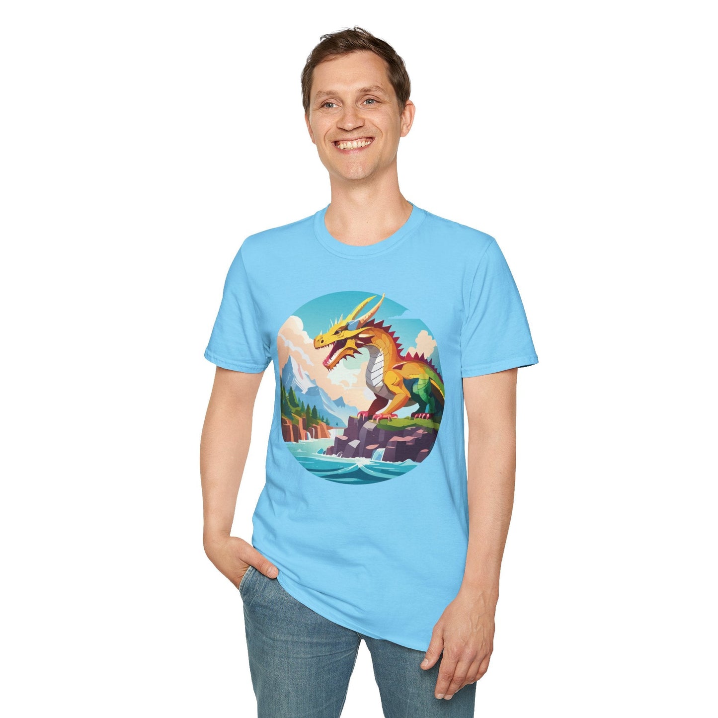 Dragon T Shirt Unisex Softstyle Cotton Tee With Colorful Animal Art Design For Everyday Wear