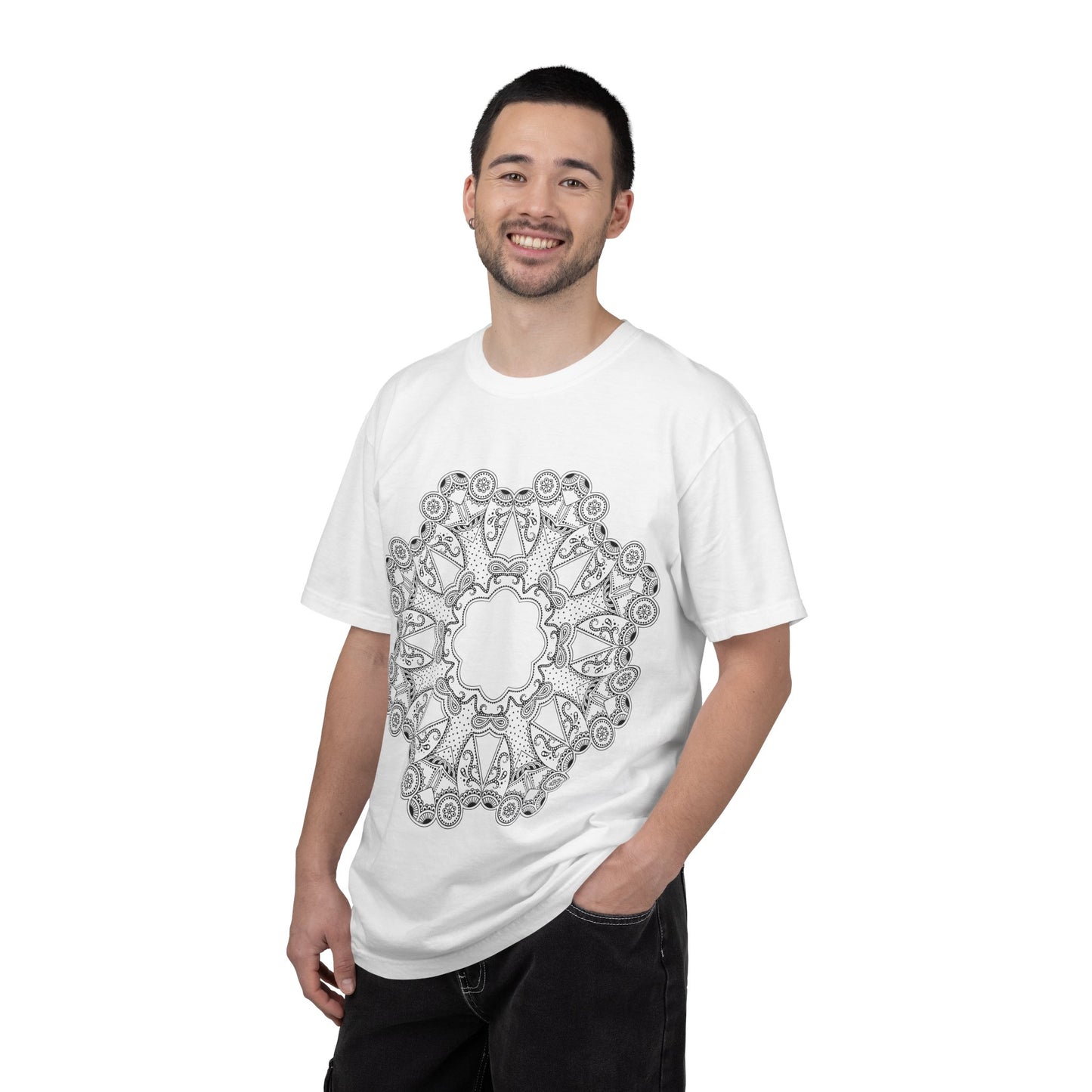 Unisex Garment Dyed Cotton T-Shirt with Mandala Graphic Design