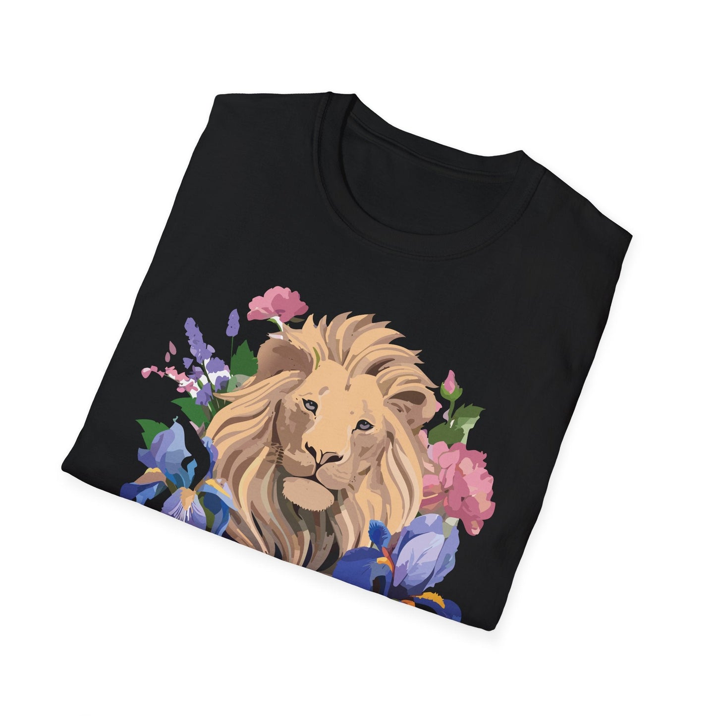 Unisex Softstyle Lion Shirt Floral Lion Tee Animal Print Graphic Tee