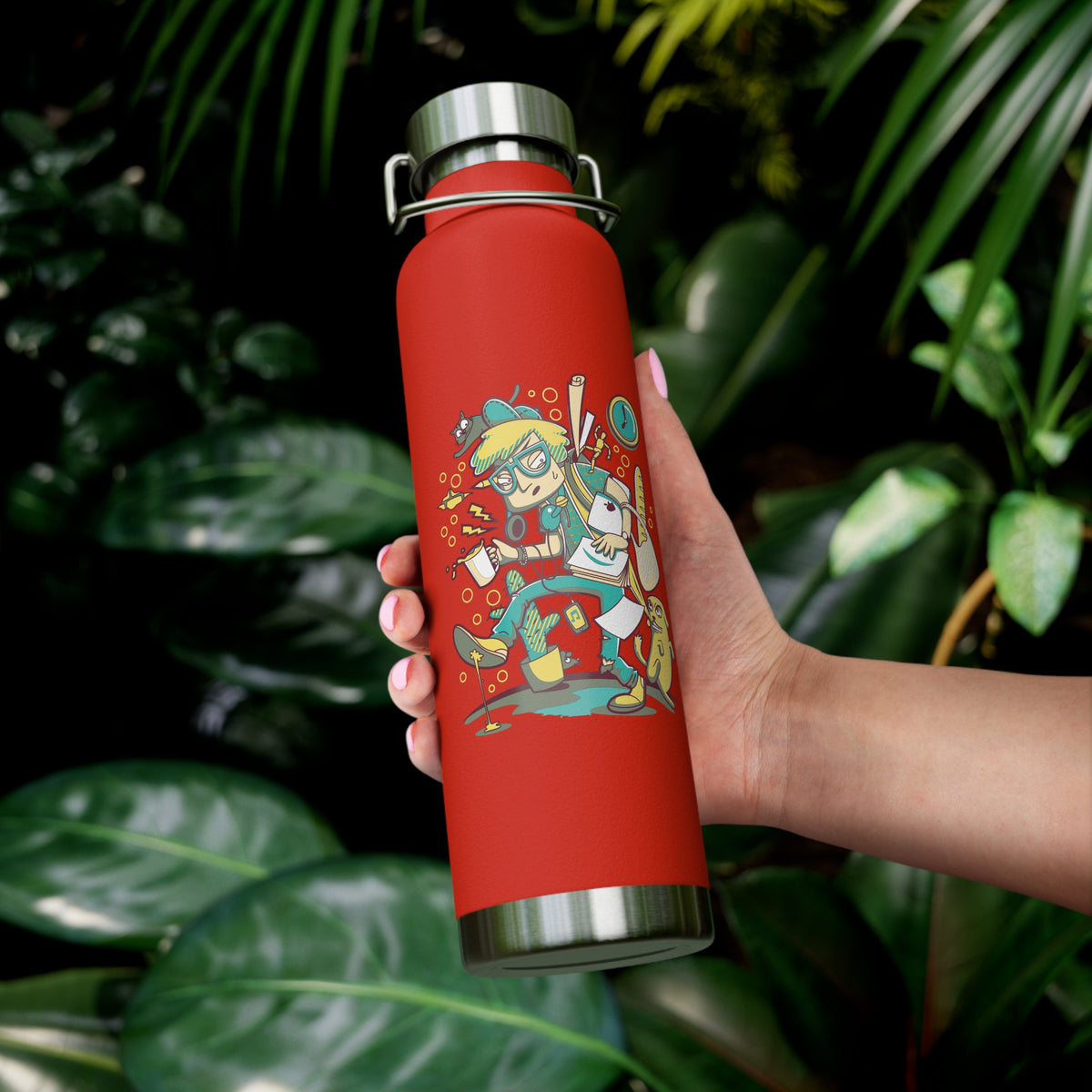 22oz Copper Insulated Water Bottle with Cartoon Design - CV69