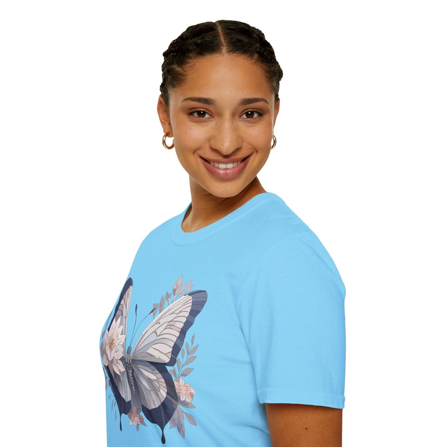 Butterfly T Shirt Unisex Monarch Print Softstyle Cotton Tee for Everyday Comfort