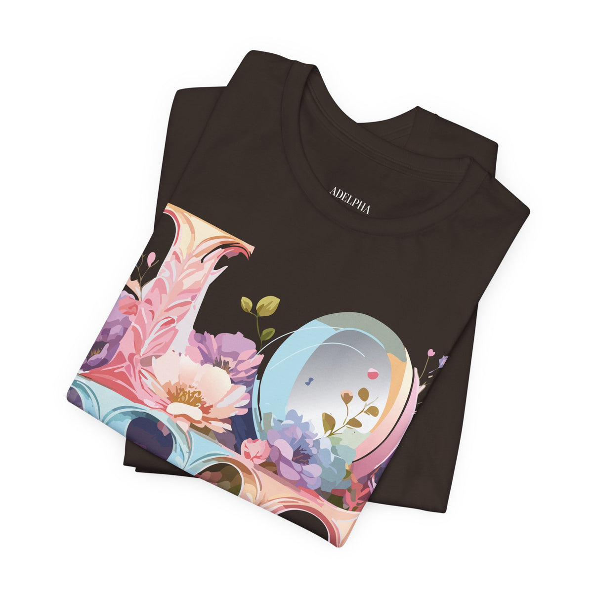 Valentine's Day Graphic Unisex Cotton Bella+Canvas Tee with Floral Art Design d124
