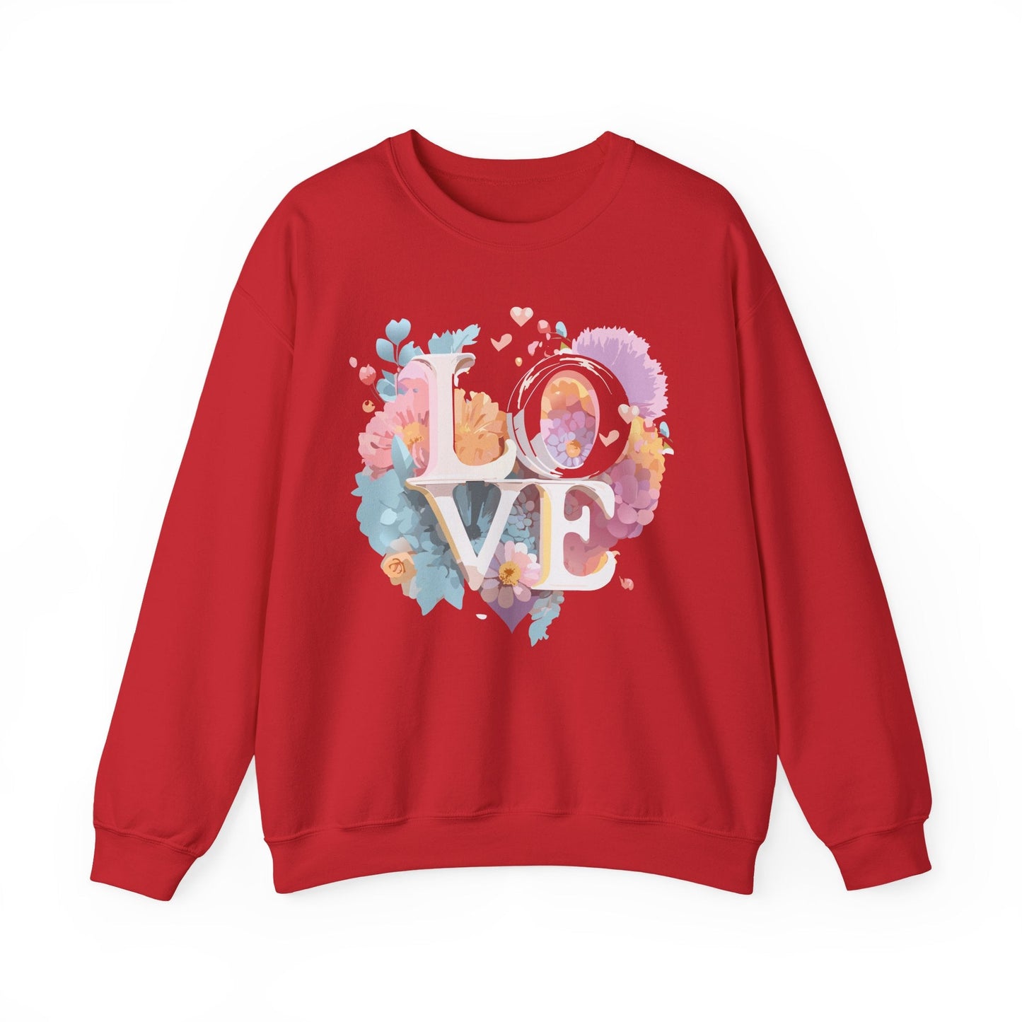 Floral Love Sweatshirt For Valentines Day Unisex Crewneck 50 50 Cotton Polyester Gildan 18000