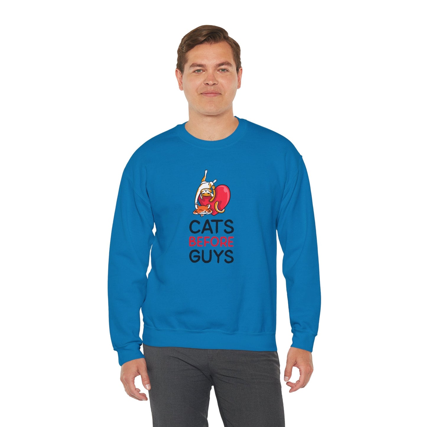 Cat Heart Sweatshirt Unisex Valentines Day 50 50 Cotton Poly Heavy Blend Crewneck Sweatshirt
