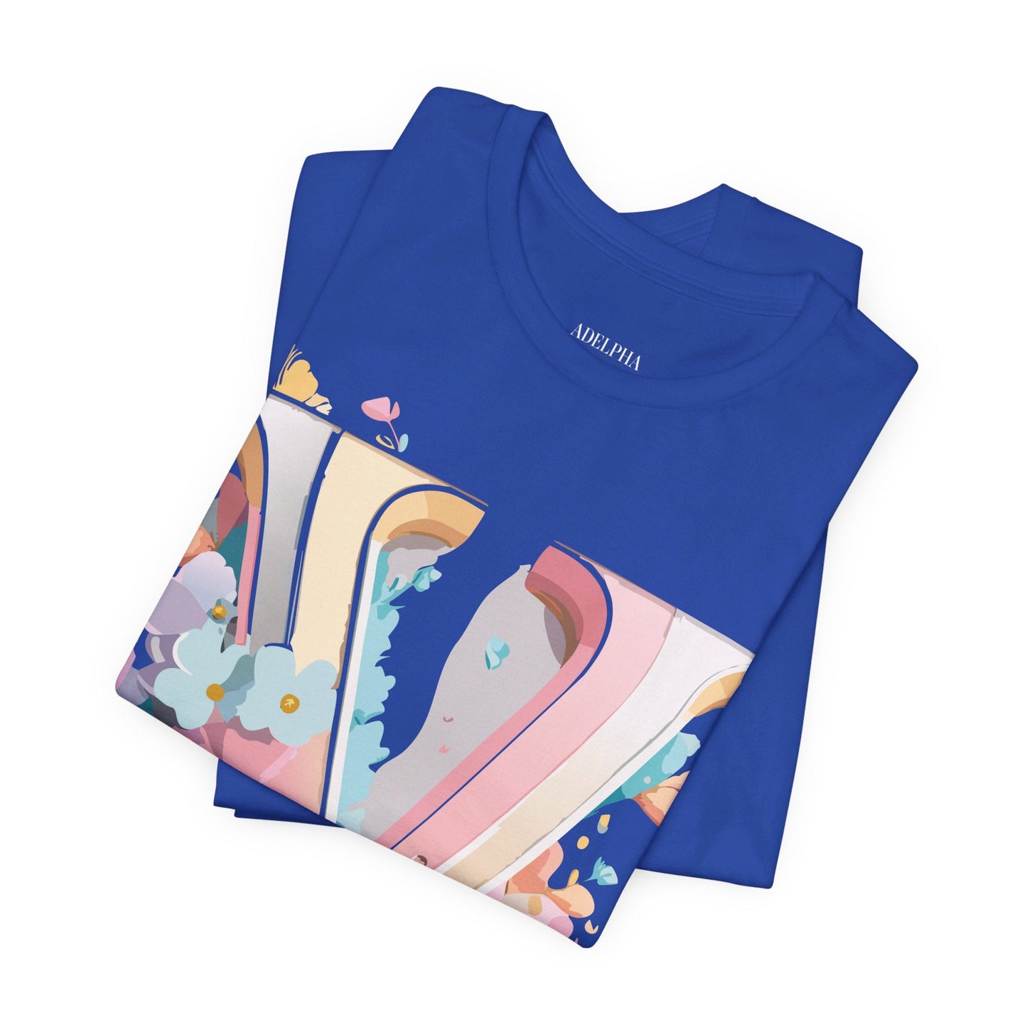 Letter V Shirt Graphic Tee Unisex Jersey Short Sleeve Vintage Inspired Adelpha Art Design