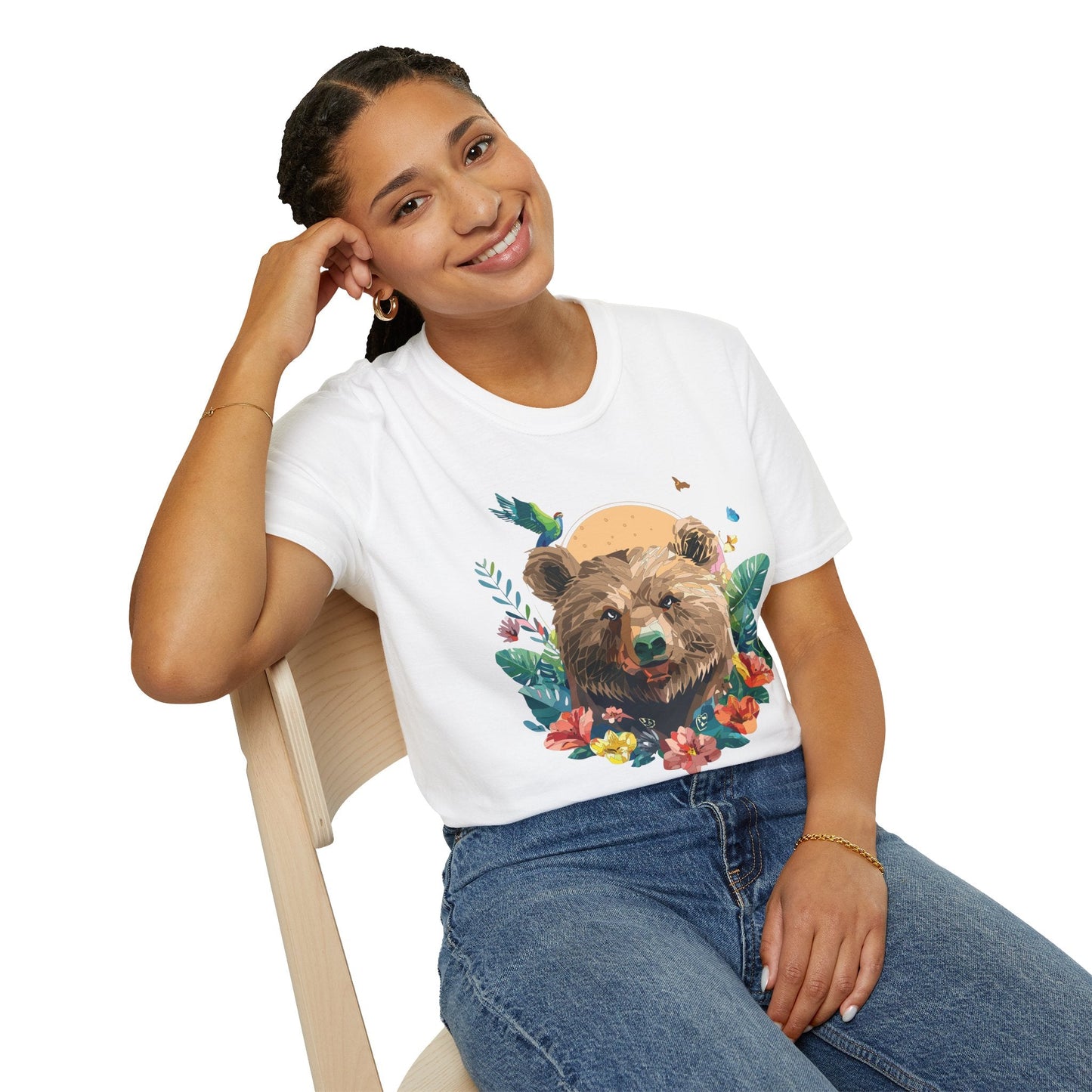 Bear T Shirt Unisex Graphic Tee Bear Lover Gift 100 Percent Ring Spun Cotton Softstyle 64000 Gildan