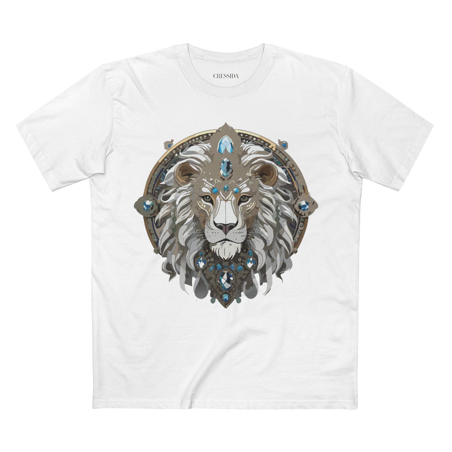 Lion Graphic Unisex 100 Cotton Tee With Unique Animal Golden Medallion Art Design 56