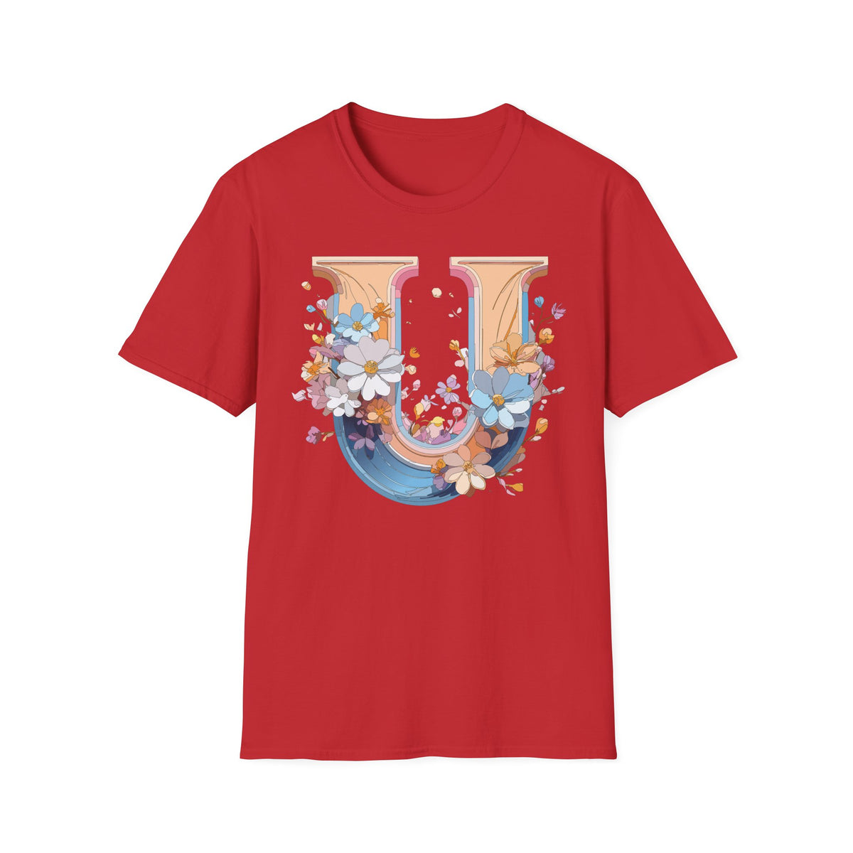 Floral Letter U T-Shirt | Monogram Initial Tee, Botanical Alphabet Shirt