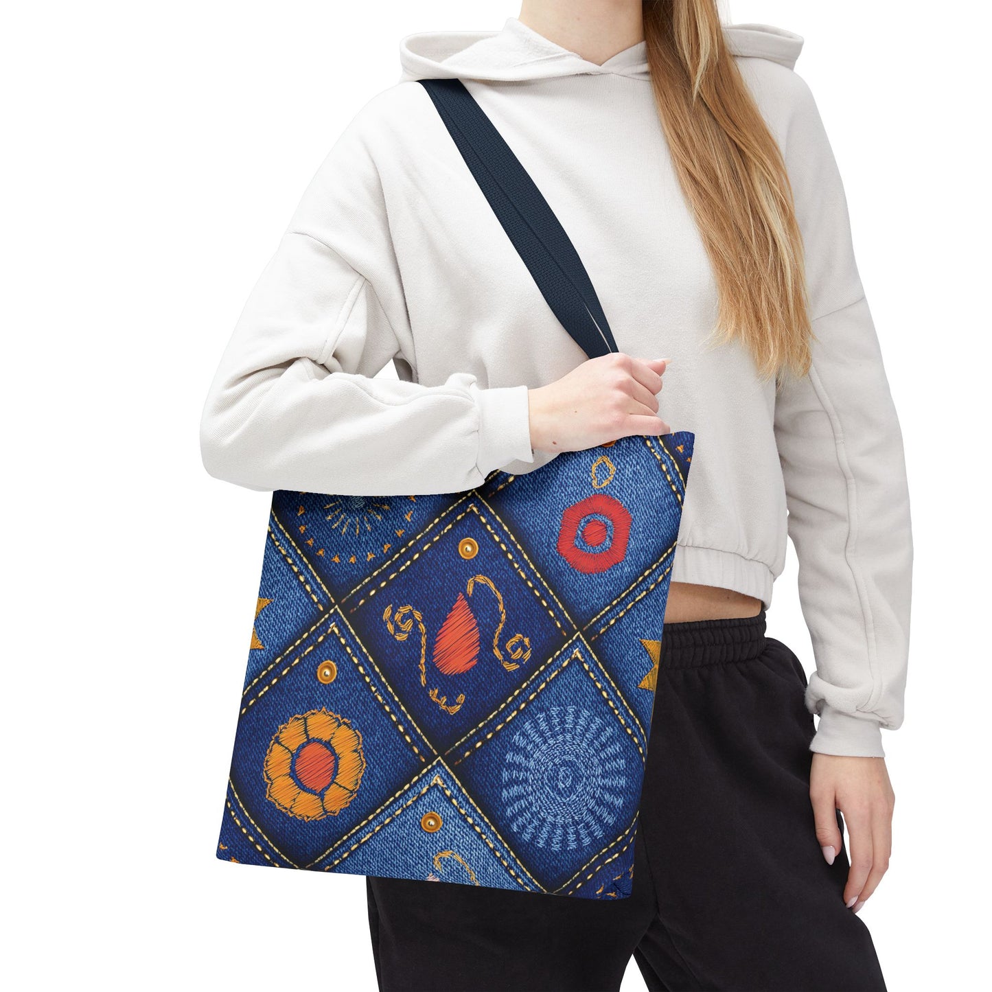 Diwali Graphic Denim Fabric Imitation Print Unisex Canvas Bag Poly Spun 3 Sizes Tote Bag 205-4