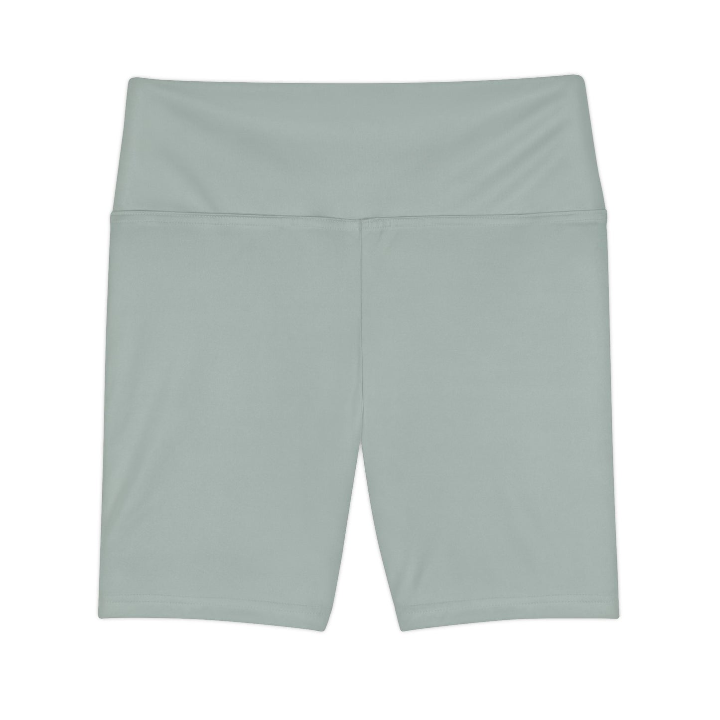 Light Ash Jade Grey Women’s Soft Sage Workout Shorts — High-Waist Biker Activewear