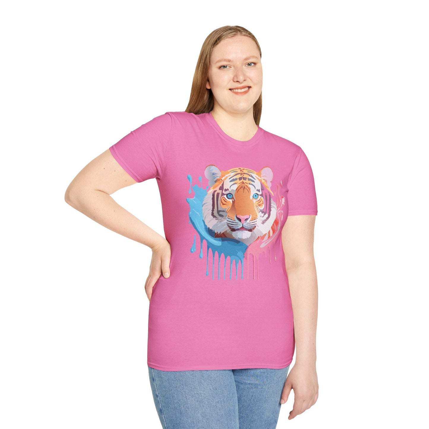 Tiger Shirt Unisex Animal Print Tee Gildan Softstyle 64000 Cotton