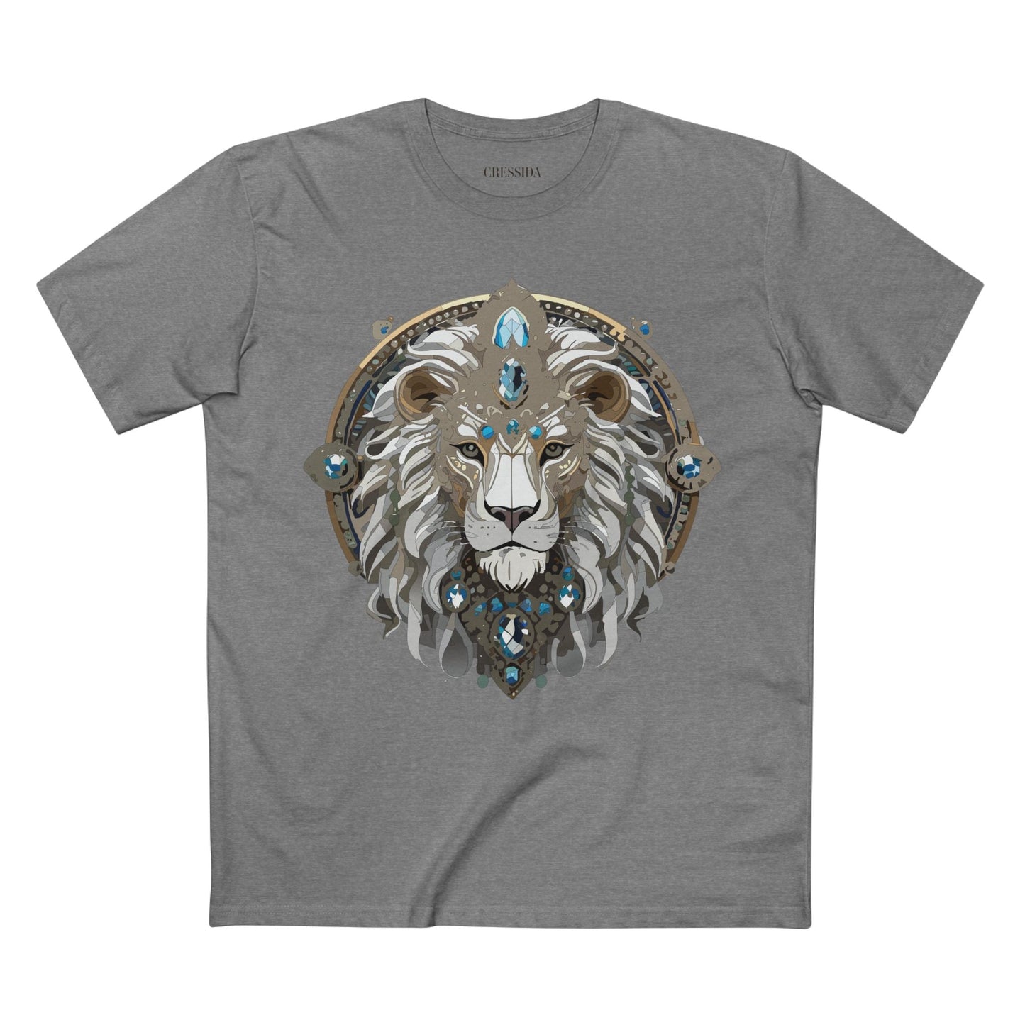 Lion Graphic Unisex 100 Cotton Tee With Unique Animal Golden Medallion Art Design 56