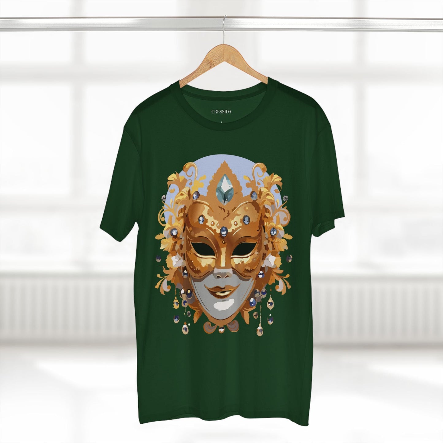 Carnival Mask Graphic T-Shirt Unisex 100 Cotton With Antique Gold Art Design Tee 1