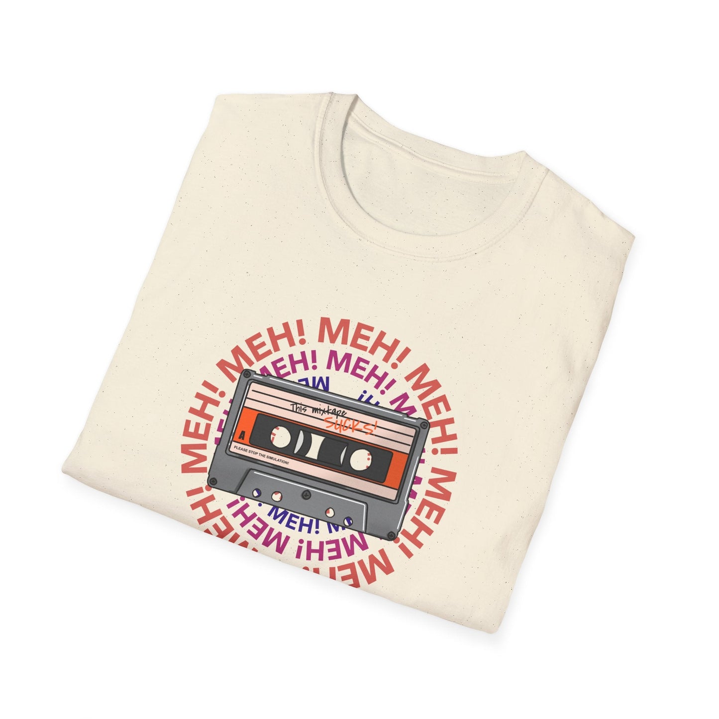 Cassette Tape Meh Graphic T-Shirt Unisex Cotton Retro Funny Music Tee
