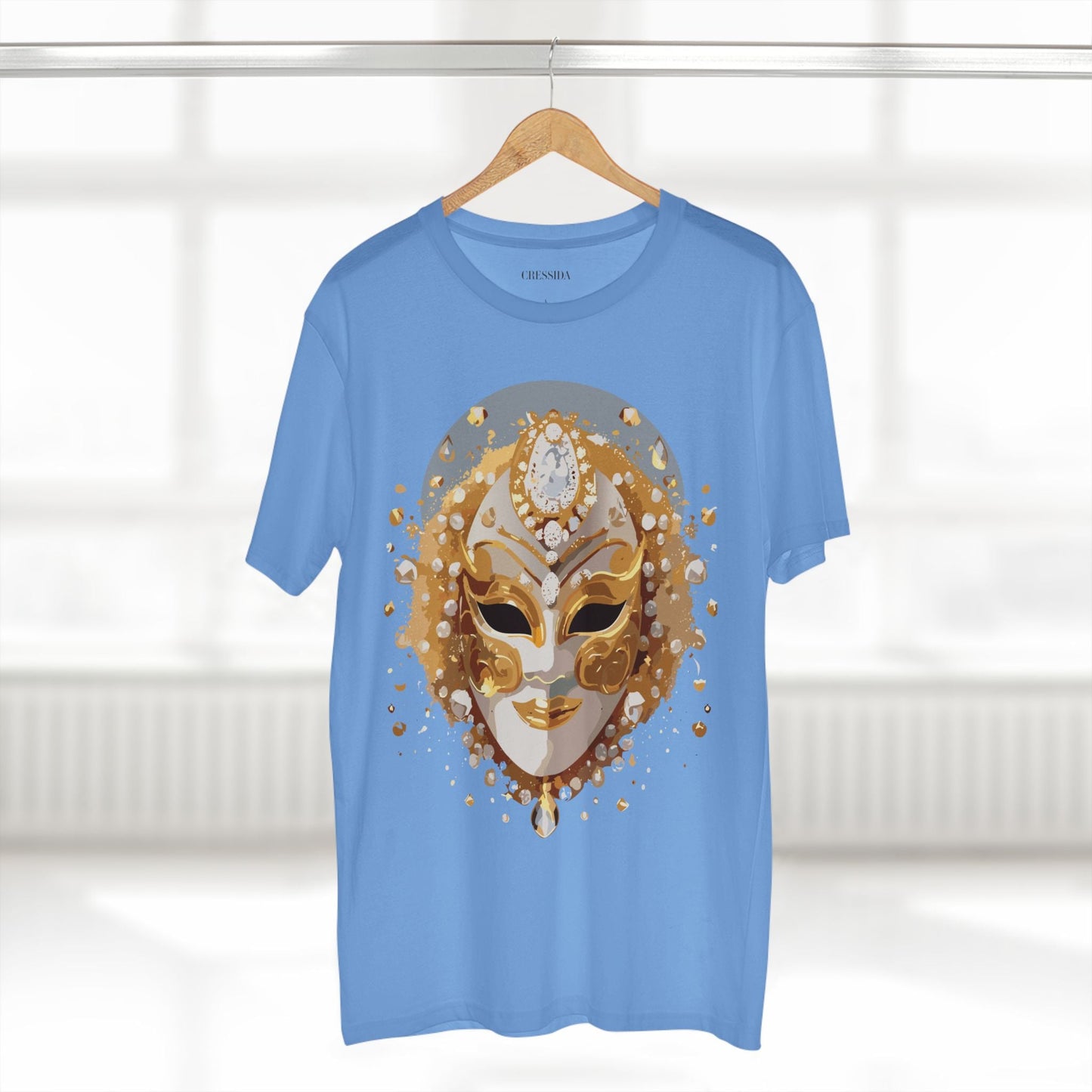 Carnival Mask Graphic T-Shirt Unisex 100 Cotton With Antique Gold Art Design Tee 5