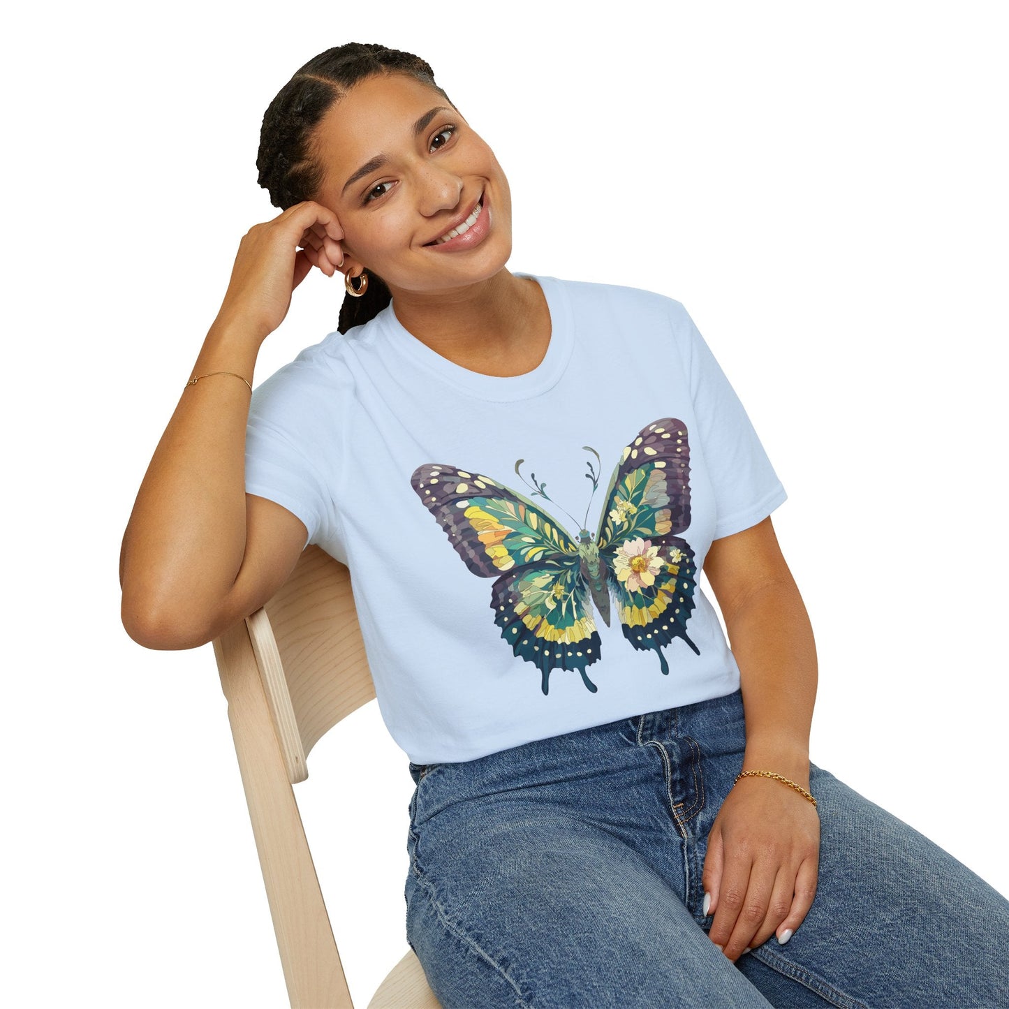 Butterfly Shirt Unisex Monarch Print T Shirt Gildan Softstyle 64000 Lightweight Tee