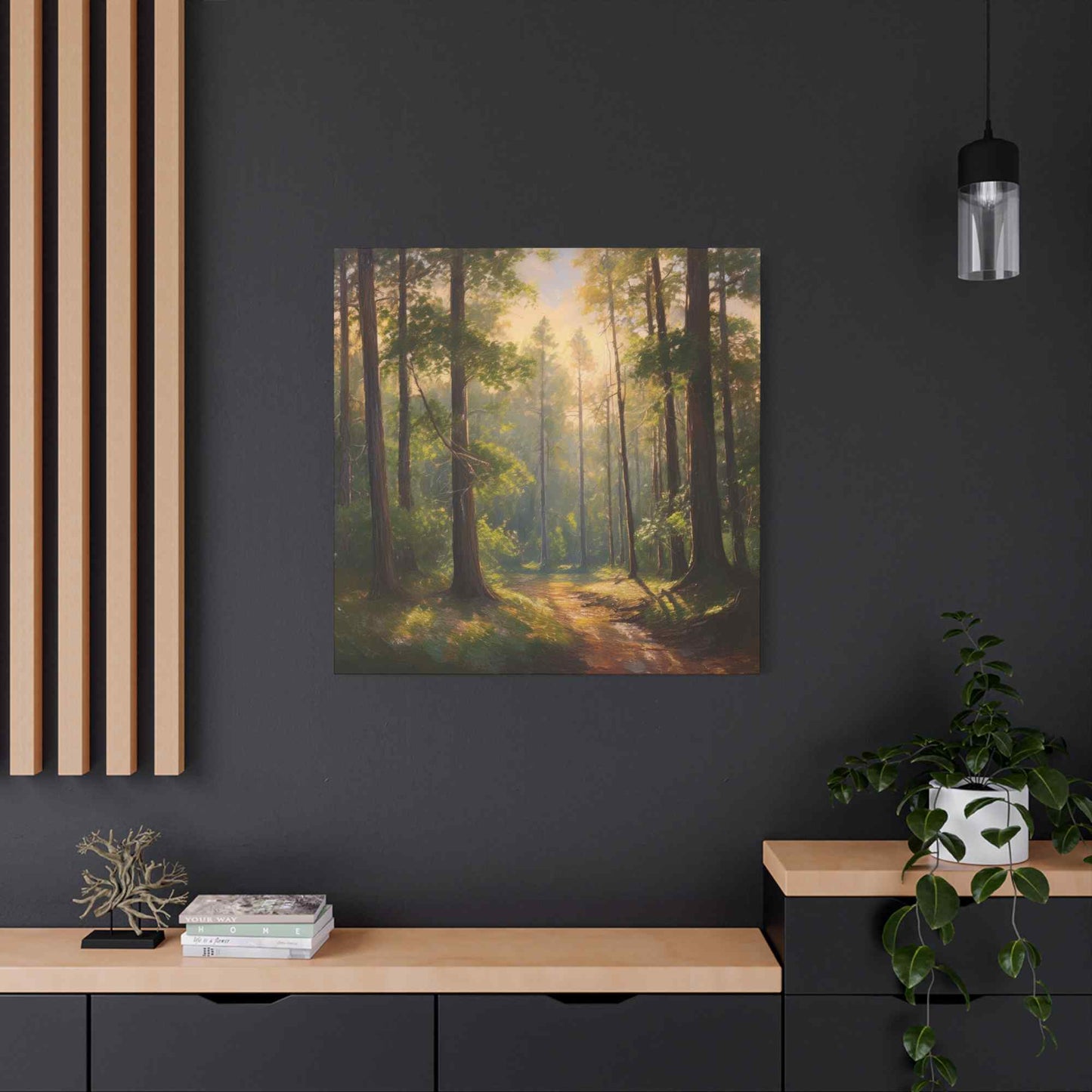Forest Print Canvas, Trees Oil Paint Print 20x20, 24x24, 30x30, 32x32, 36x36 Art Design Print Pine-Wood Inner Frame MC-70