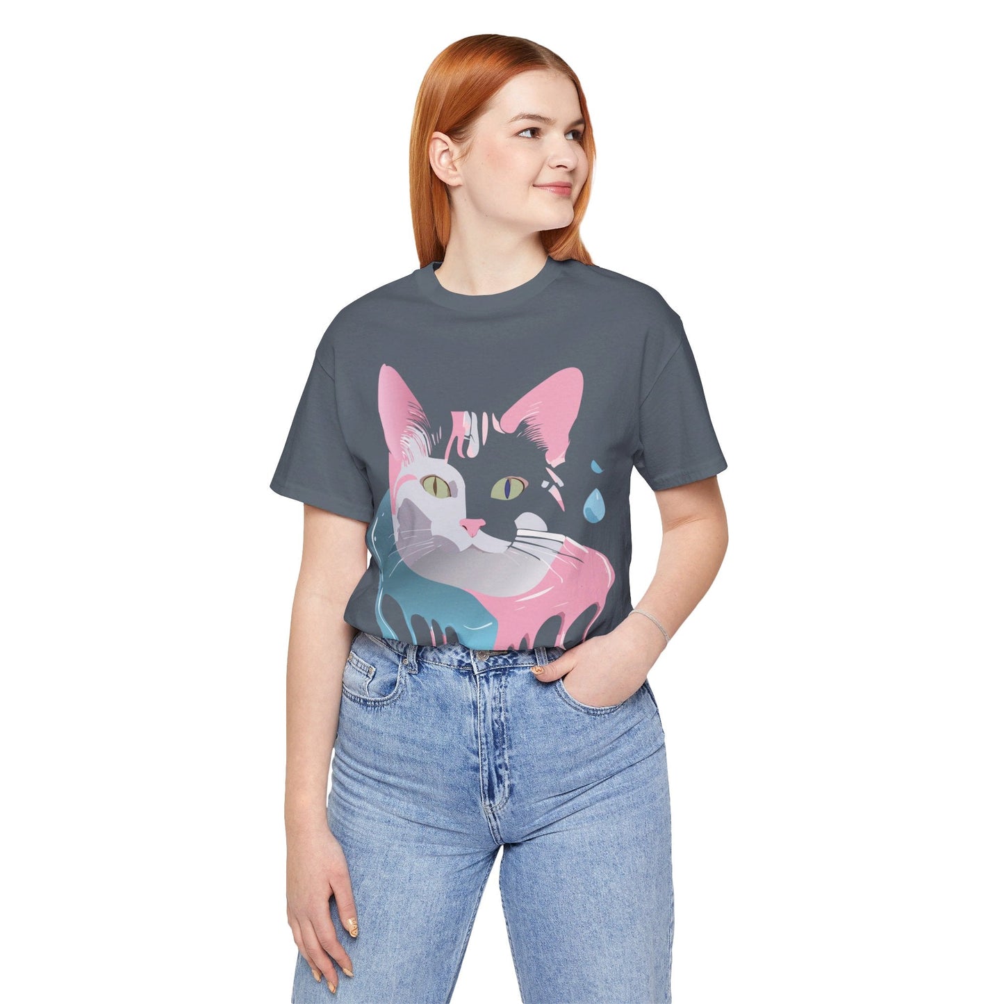 Cat Graphic Tee Unisex Short Sleeve T Shirt Adelpha Vintage Inspired Design