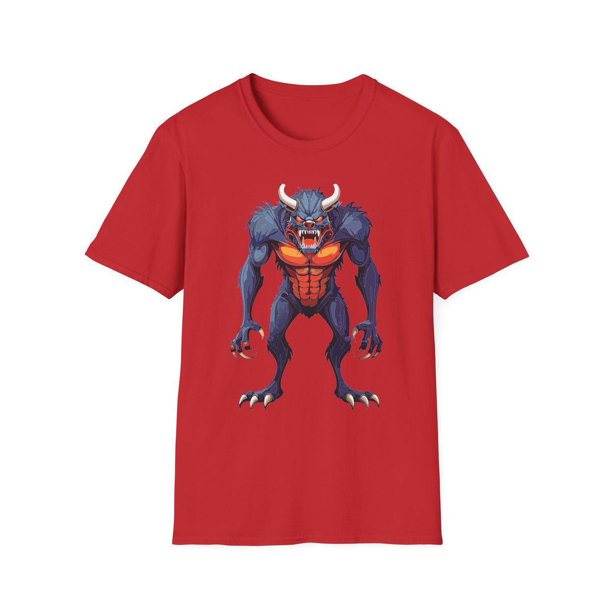 Werewolf Monster T-Shirt — Fierce Halloween Creature Cartoon Graphic Tee Unisex 100 Cotton Gildan T-Shirt