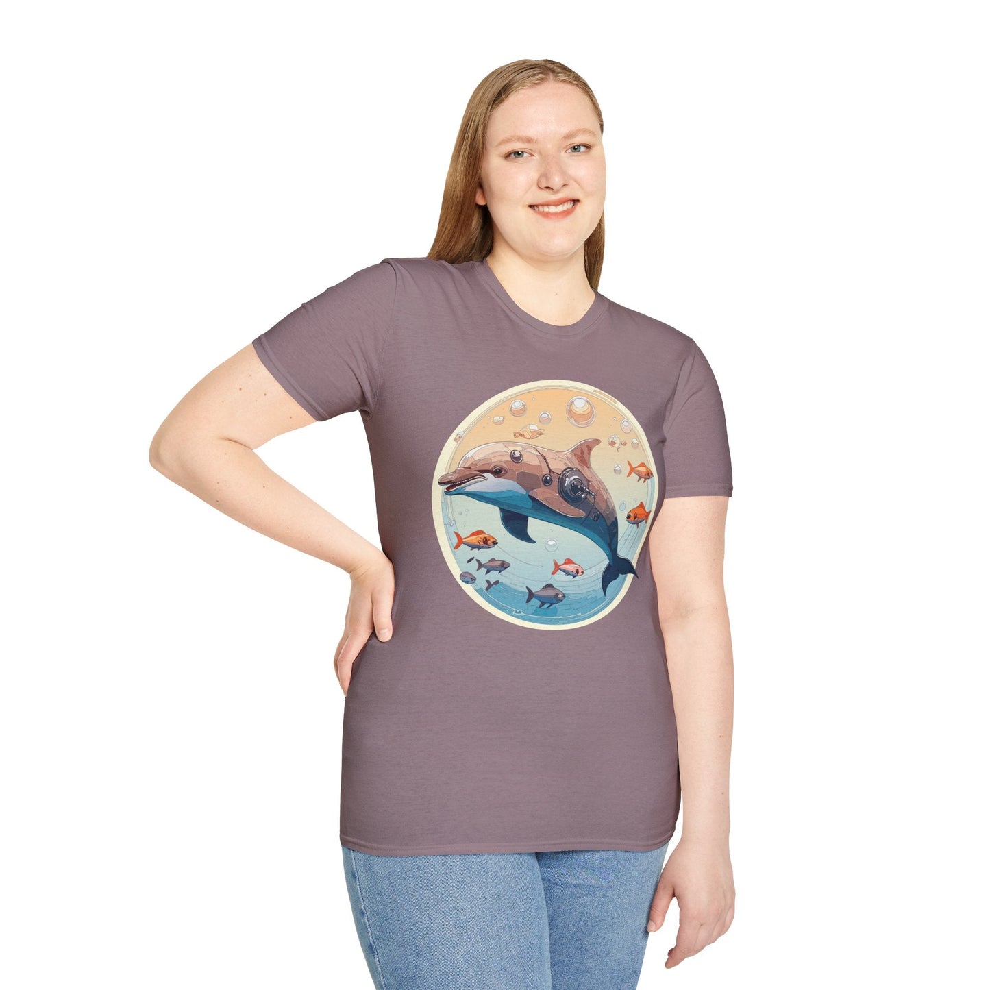 Dolphin Shirt Unisex Softstyle Tee 100 Percent Ring Spun Cotton Breathable Gildan 64000