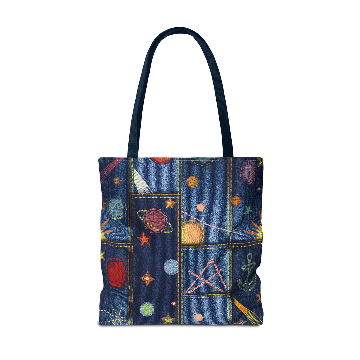 Denim Fabric Imitation Print Unisex Canvas Bag Poly Spun 3 Sizes Tote Bag 183-2