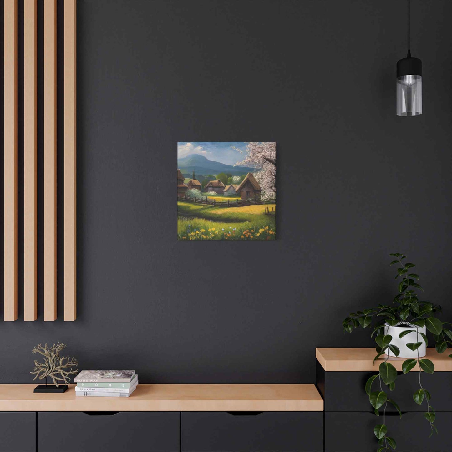 Countryside Spring Print Canvas, Oil Paint Print 20x20, 24x24, 30x30, 32x32, 36x36 Art Design Pine-Wood Inner Frame MC-110