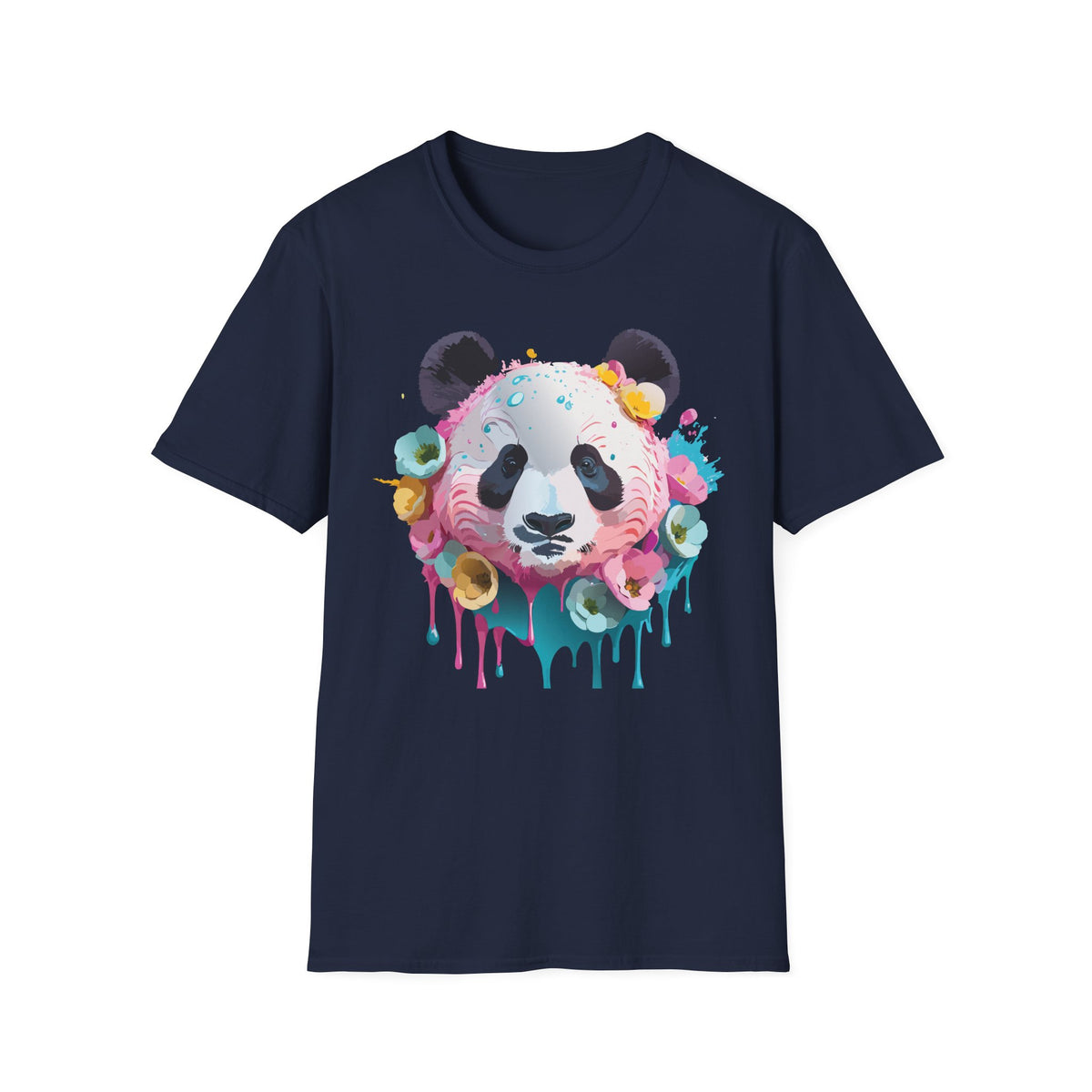 Watercolor Floral Panda T-Shirt | Colorful Drip Panda Tee