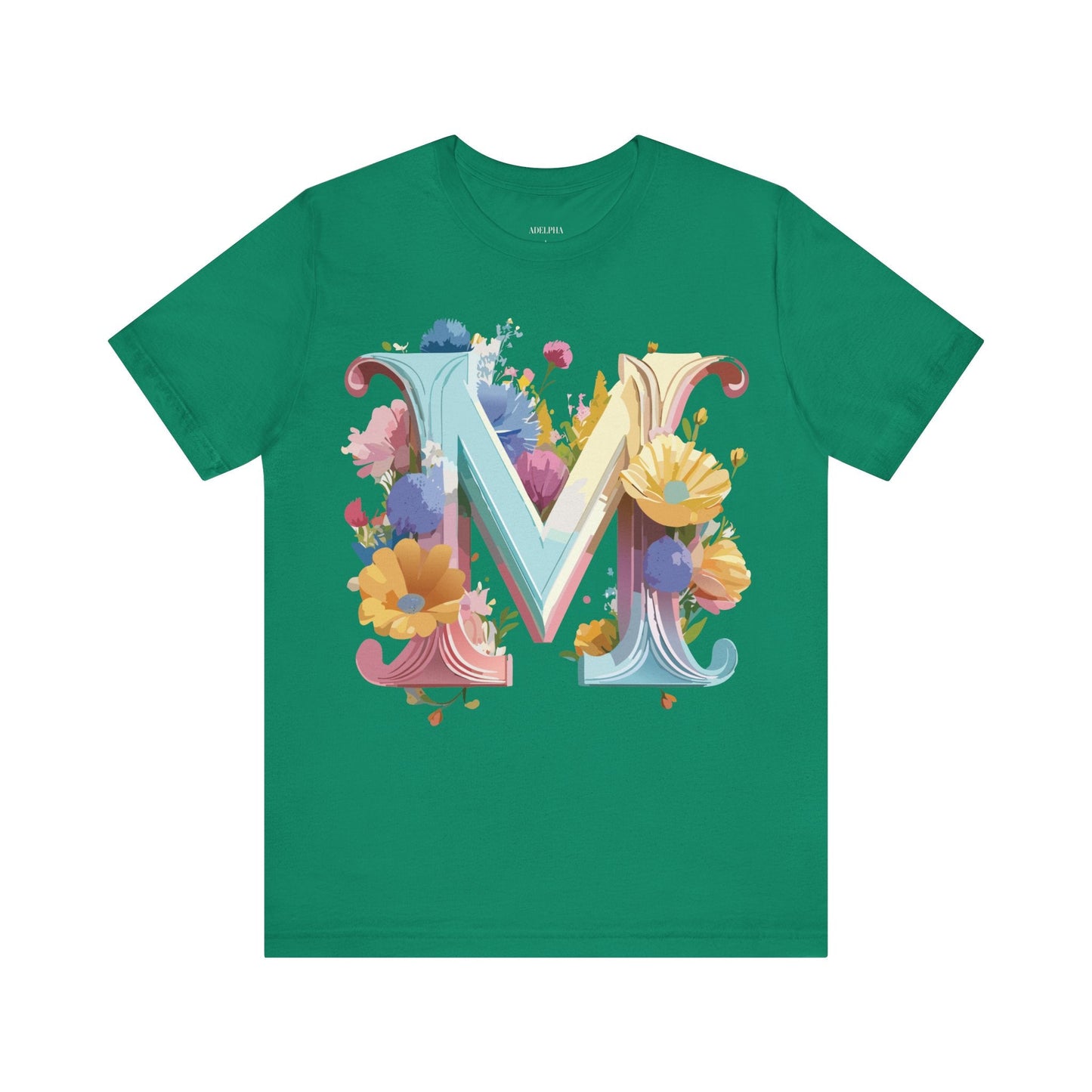 Letter M Shirt Unisex Graphic Tee Vintage Inspired Artwork Adelpha Short Sleeve Collection