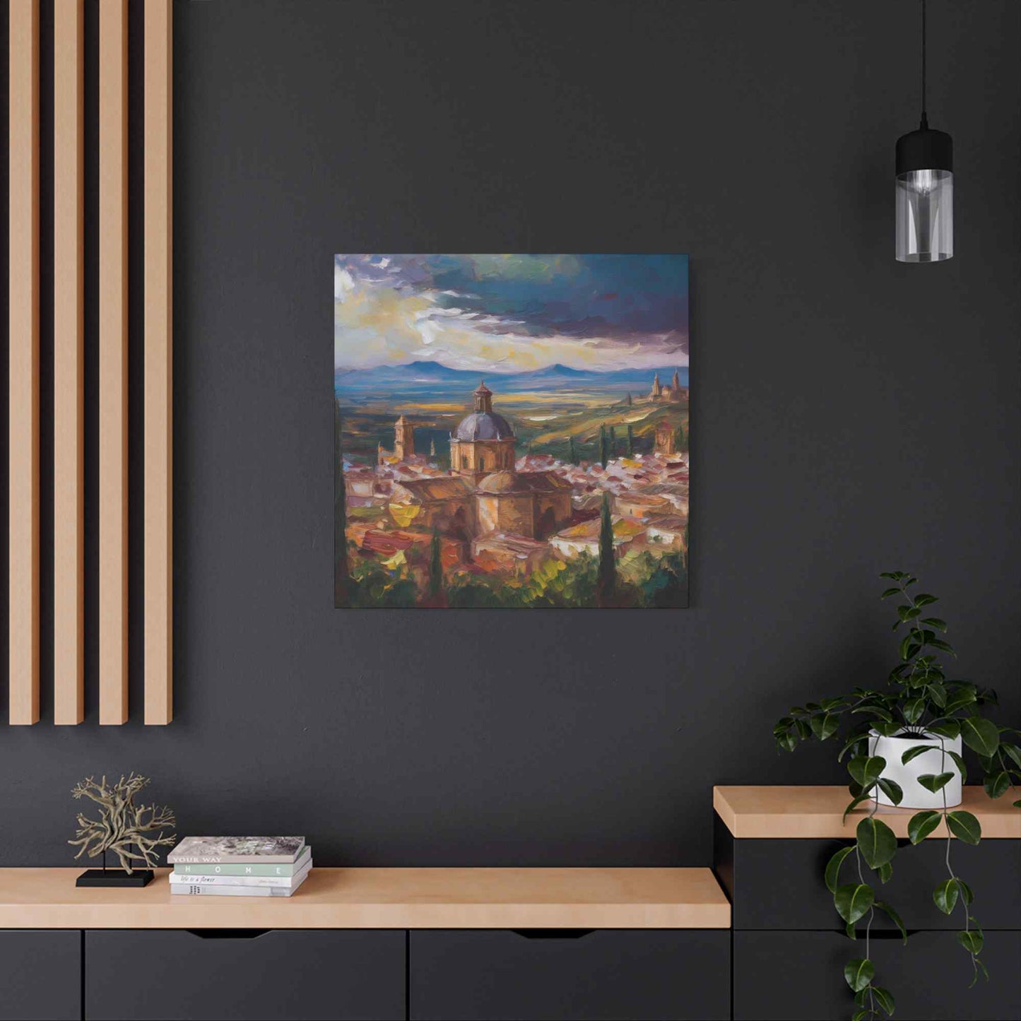 Spanish City Print Canvas, Oil Paint Print 20x20, 24x24, 30x30, 32x32, 36x36 Art Design Print Pine-Wood Inner Frame MC-56