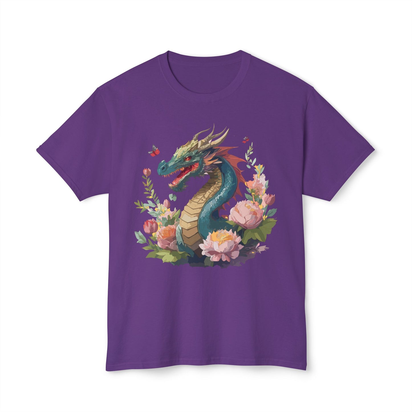Dragon T-Shirt, Vintage Dragon Tee, Floral Tees, Dragon Art Design Shirt, Tee Shirt with Dragon 8
