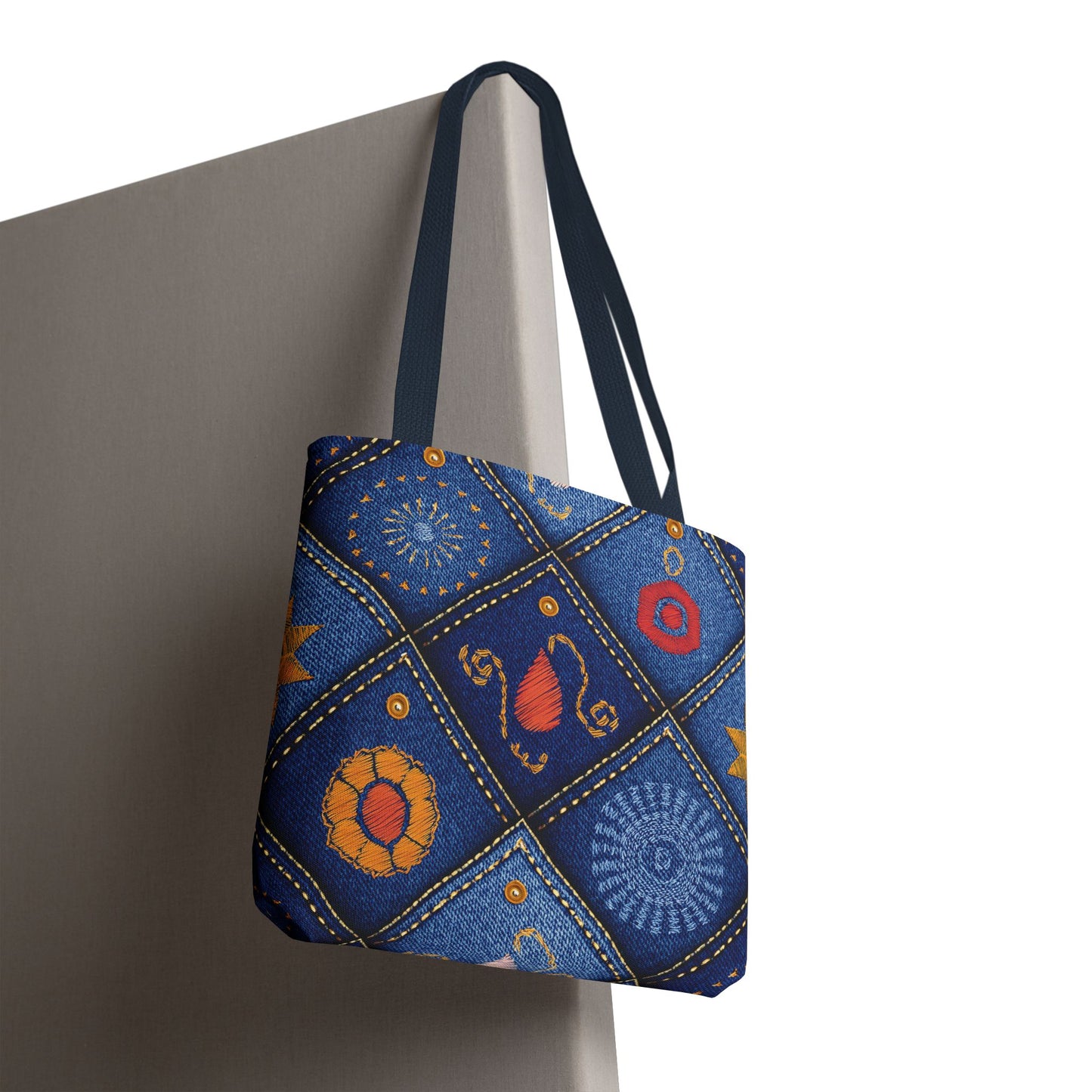 Diwali Graphic Denim Fabric Imitation Print Unisex Canvas Bag Poly Spun 3 Sizes Tote Bag 205-4