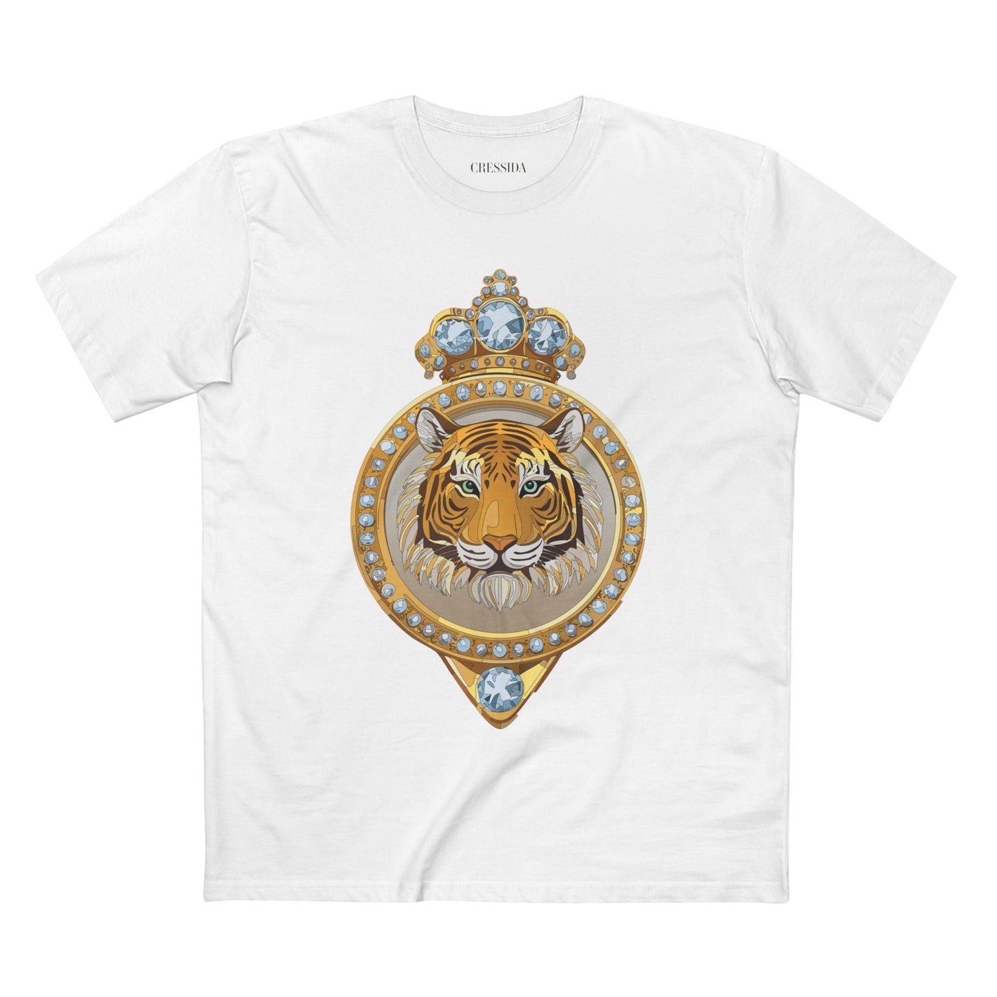 Tiger Graphic Unisex 100 Cotton Tee With Unique Animal Golden Medallion Art Design 2