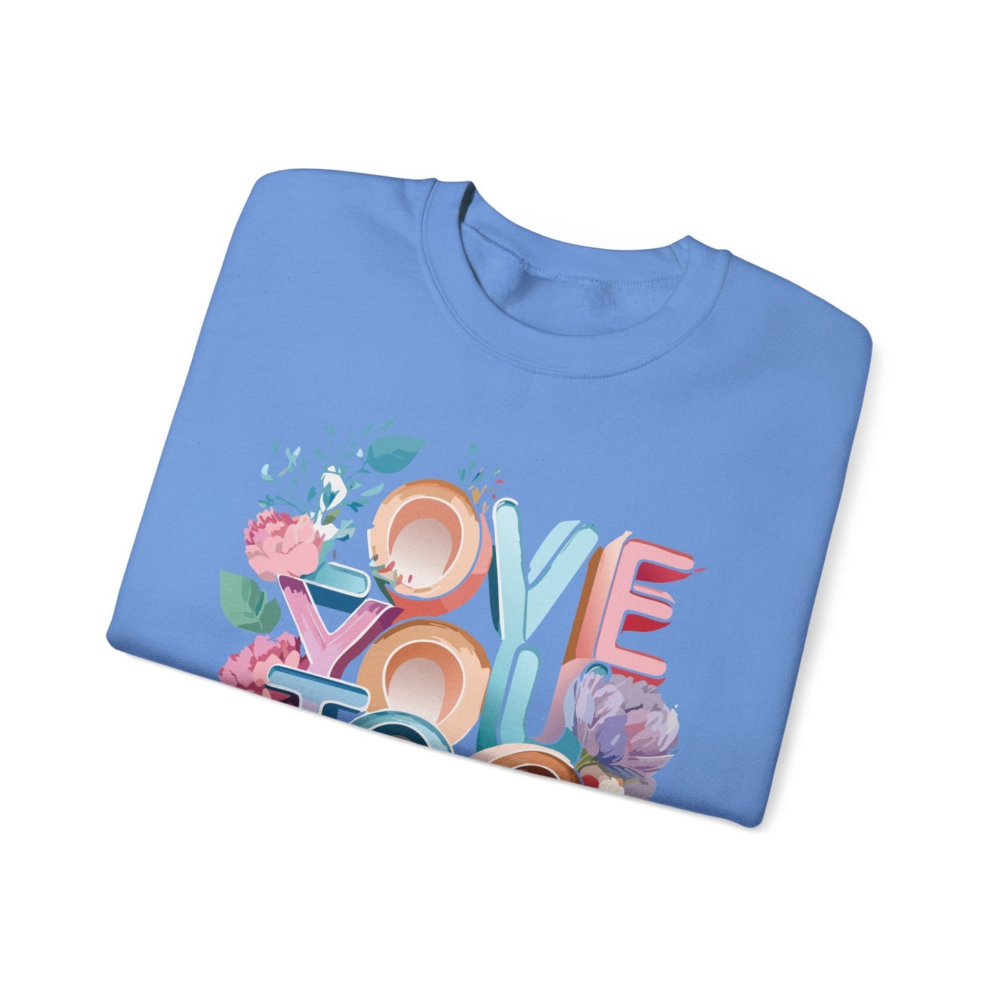 Floral Love Sweatshirt Valentines Day Unisex Crewneck Gildan 18000 Heavy Blend Warm