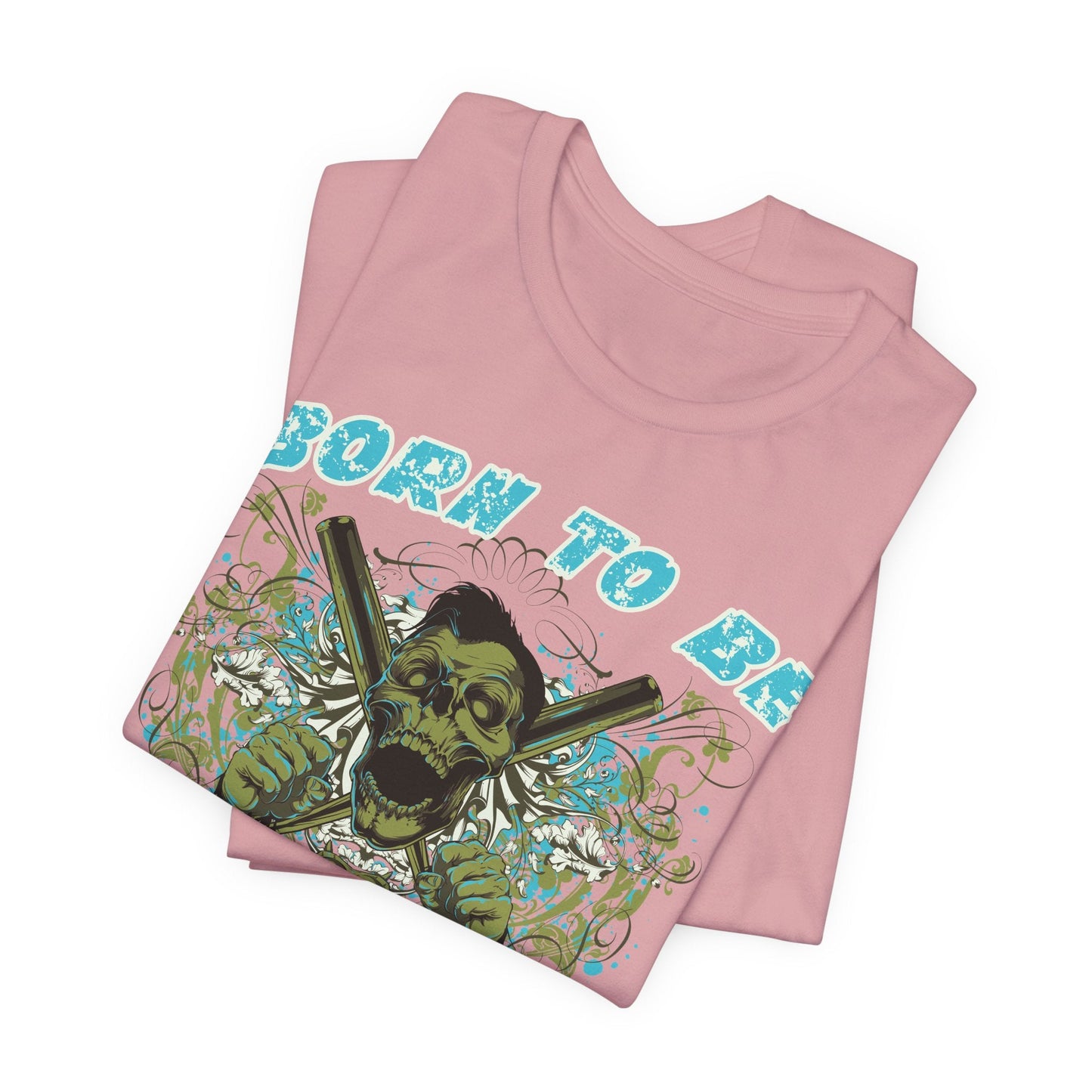 Born To Be Cage Fighter Tee Skull Crossed Knives Graphic T-Shirt