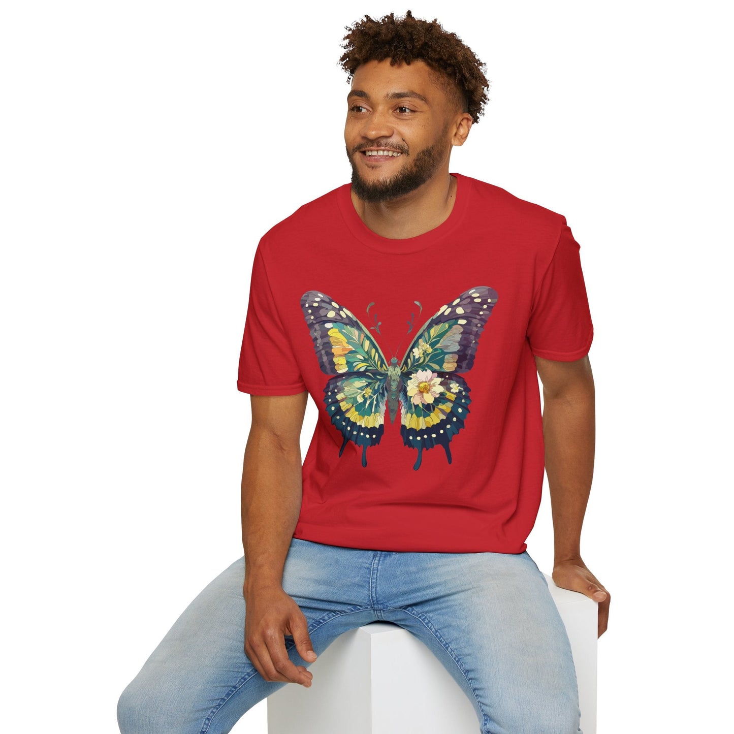 Butterfly Shirt Unisex Monarch Print T Shirt Gildan Softstyle 64000 Lightweight Tee