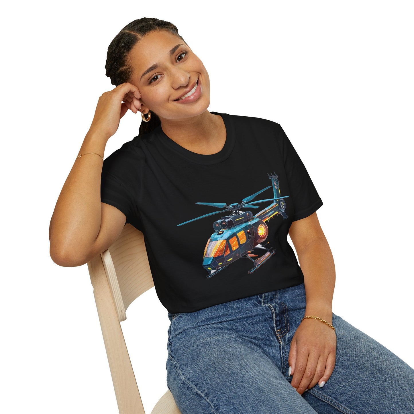Chopper Helicopter Shirt Unisex Gildan Softstyle 64000 Cotton Tee Short Sleeve Graphic Tee