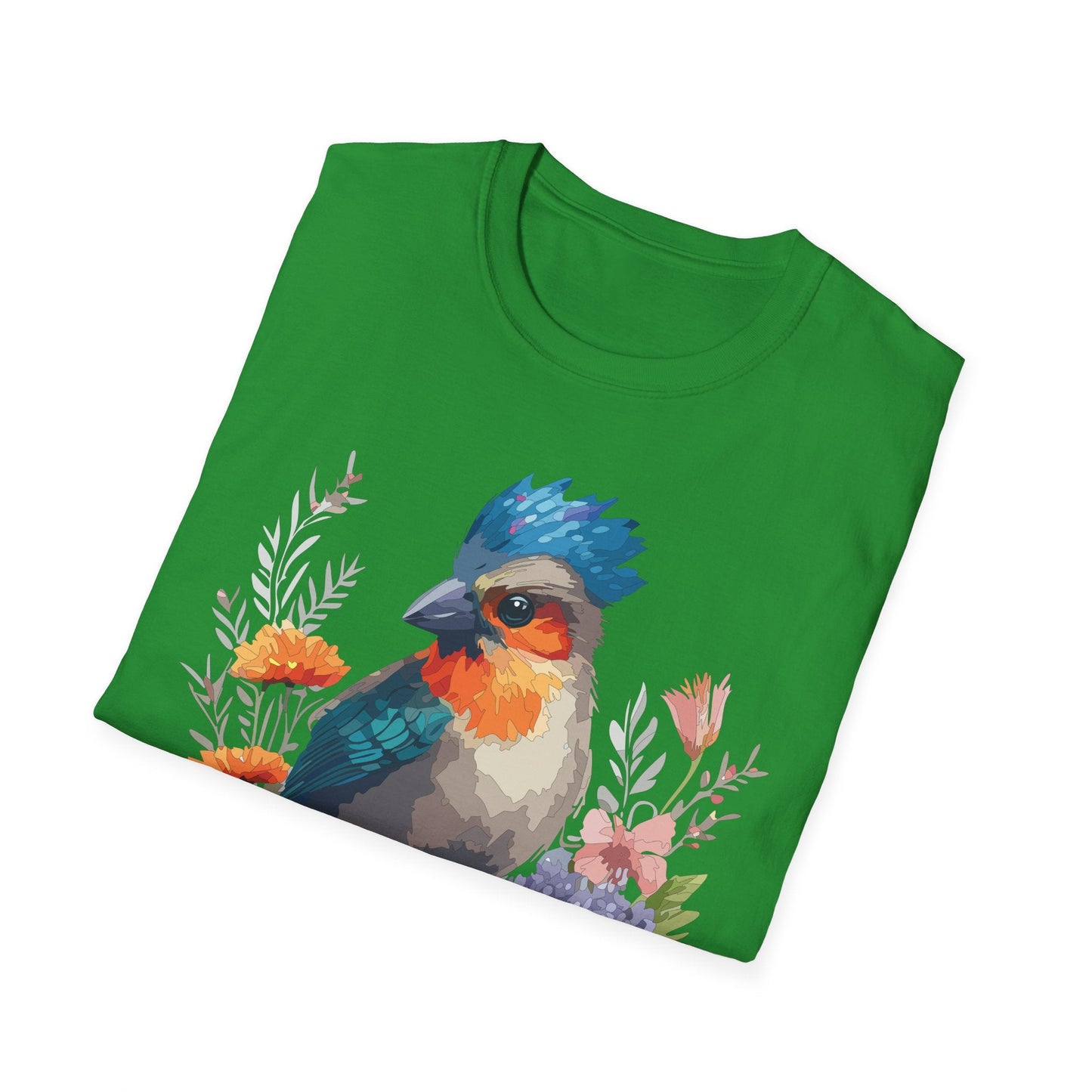 Floral Bird T Shirt Unisex Softstyle Tee 100 Percent Ring Spun Cotton Gildan 64000