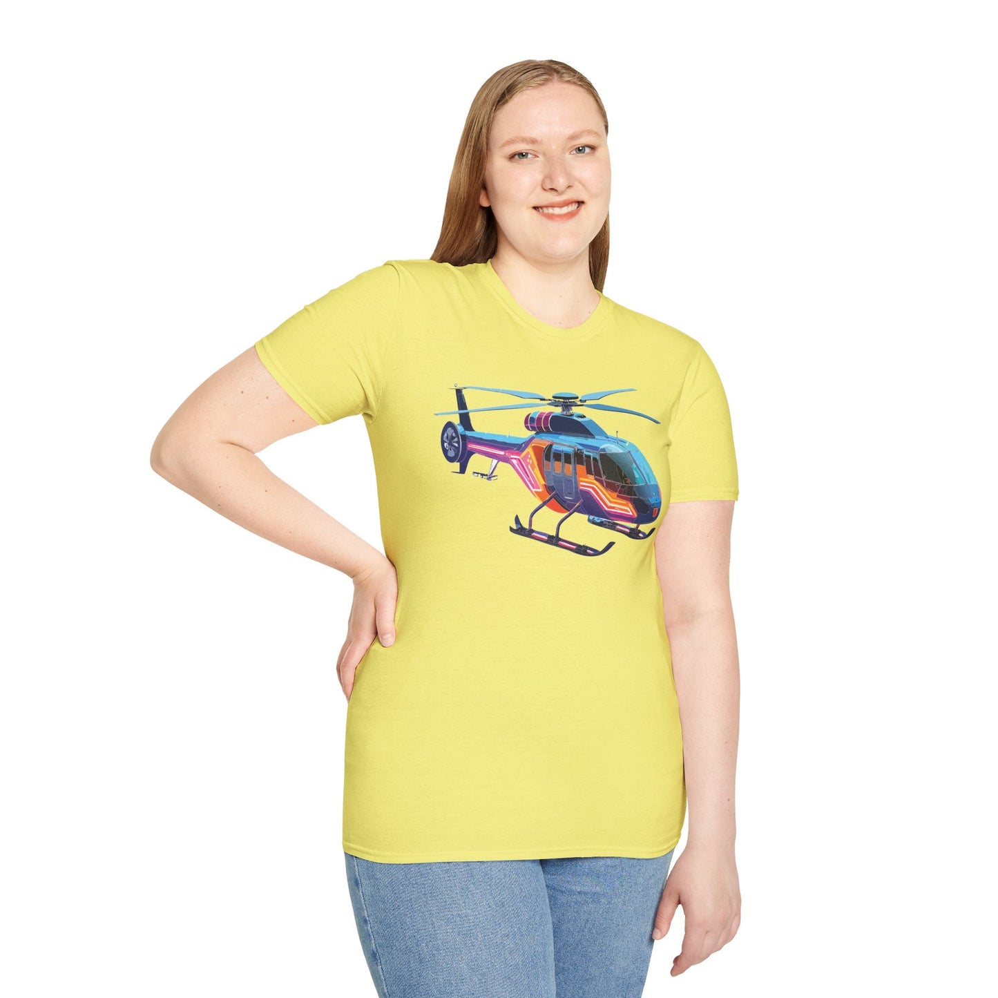 Chopper Helicopter T Shirt Unisex Softstyle 100 Percent Ring Spun Cotton Premium Tee