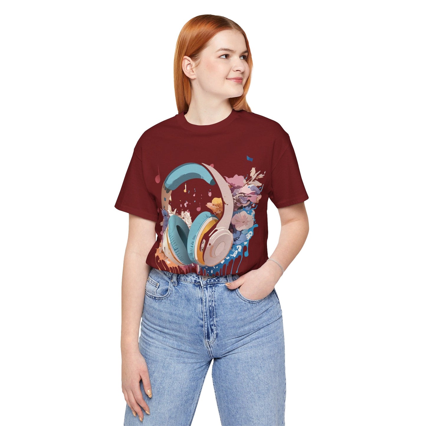 Music Graphic Unisex 100 Cotton Vintage Art with Musical Elements Tee 1