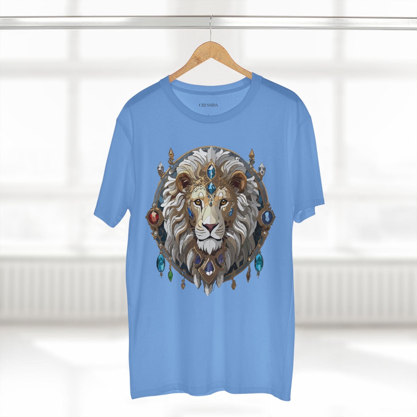 Lion Graphic Unisex 100 Cotton Tee With Unique Animal Golden Medallion Art Design 57