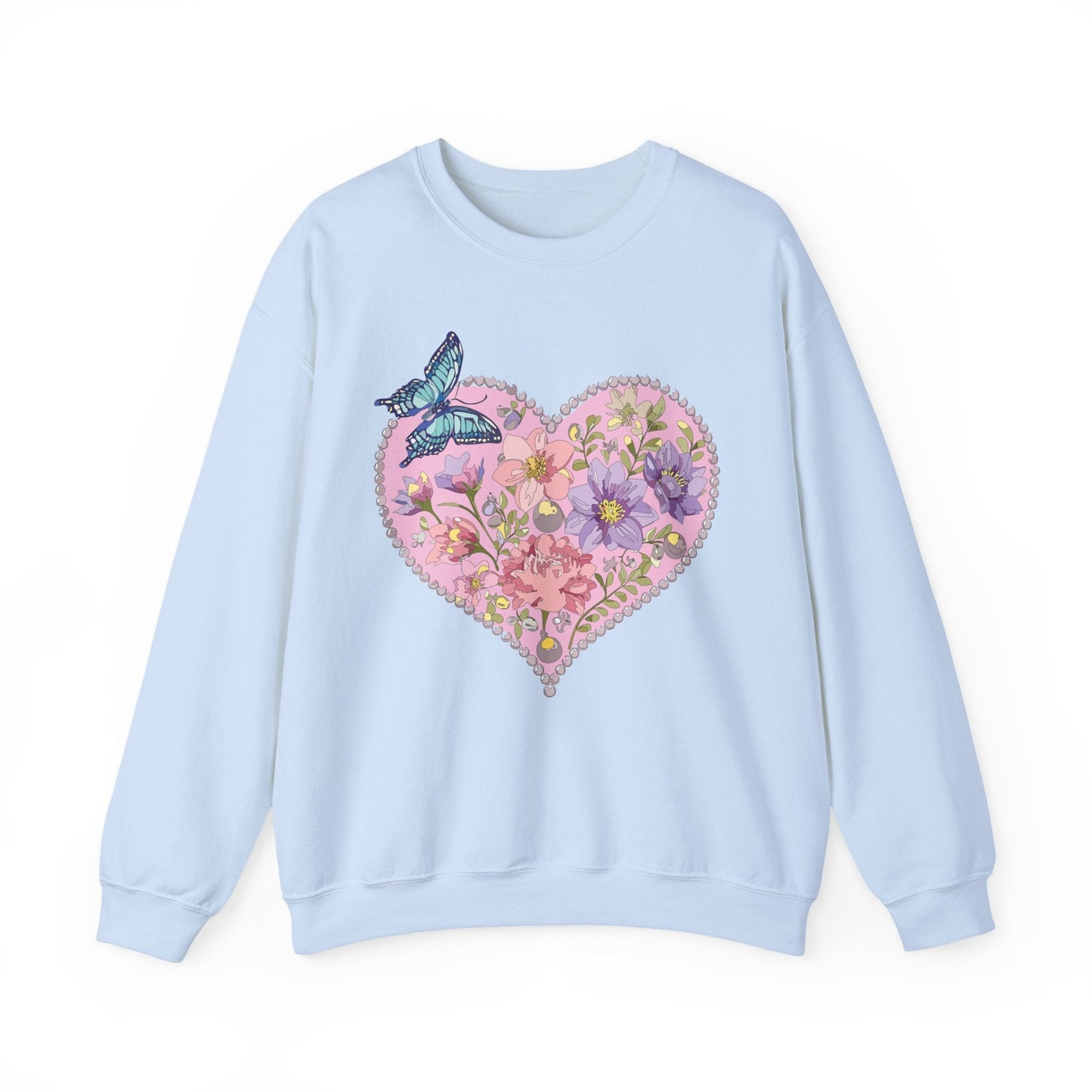 Floral Heart Sweatshirt Valentines Day Unisex Crewneck Cozy Comfort For Cold Weather