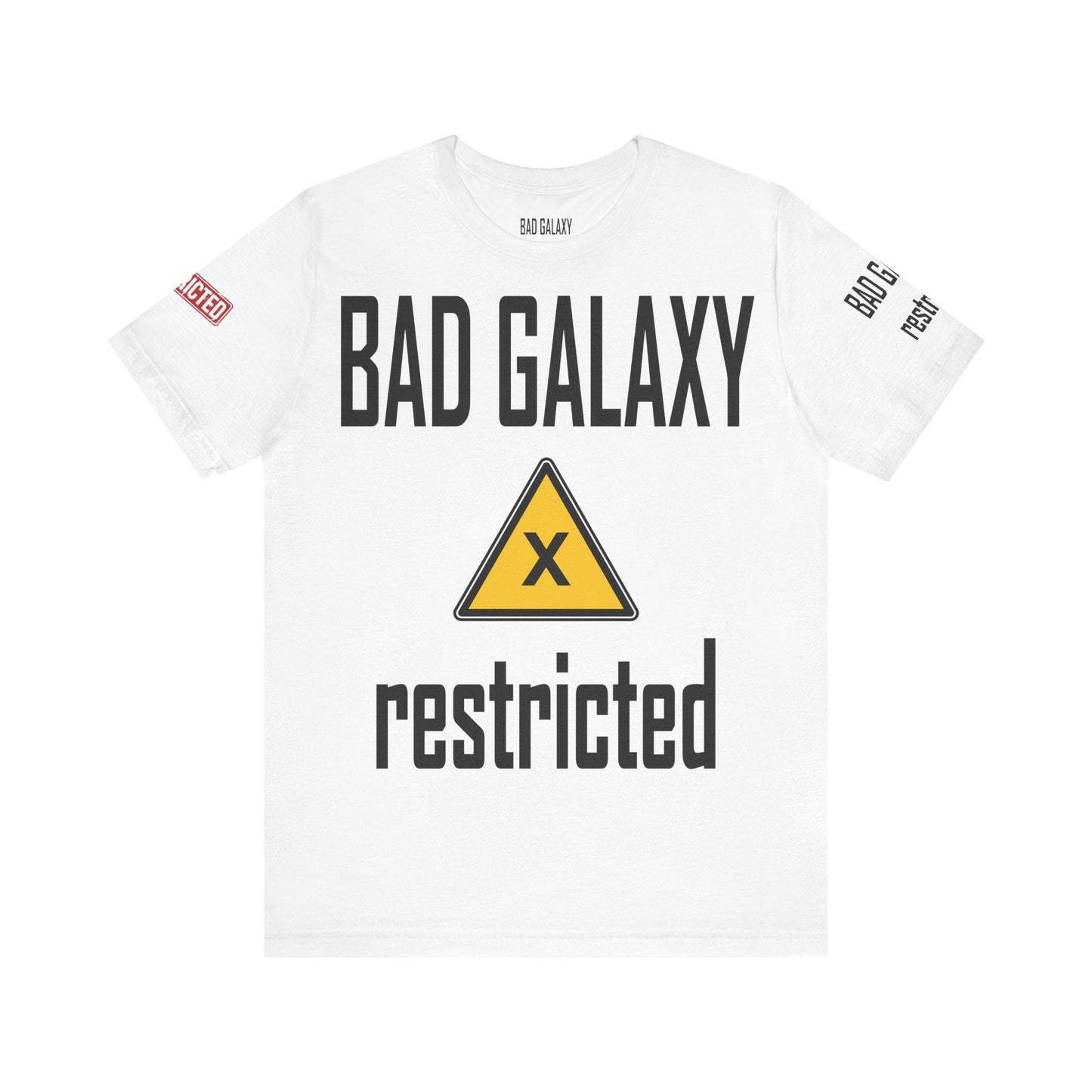 Tee Shirt With Red Stamp From Bad Galaxy Eco Friendly 100 Percent Cotton Printed In USA