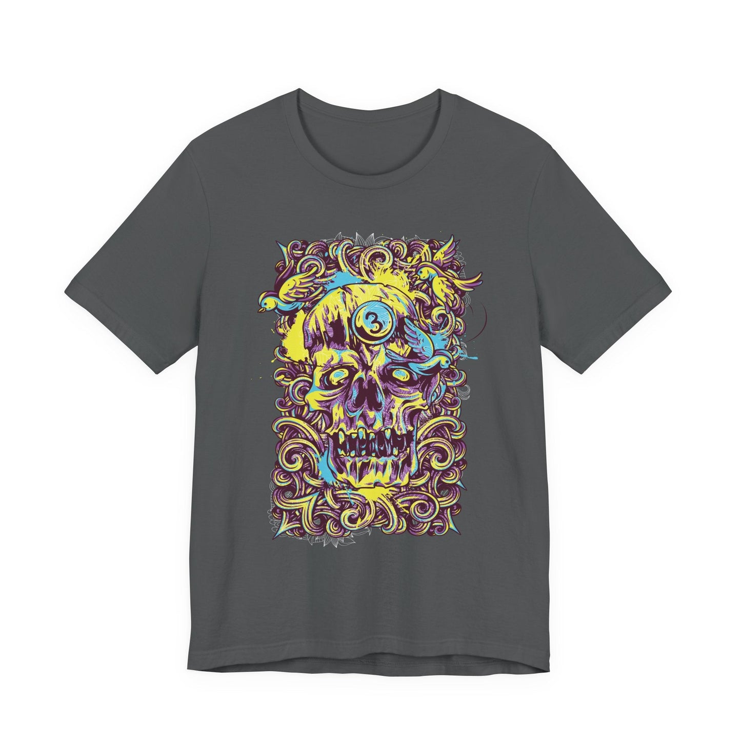 Colorful Skull Illustration Graphic Unisex Cotton T-Shirt r41