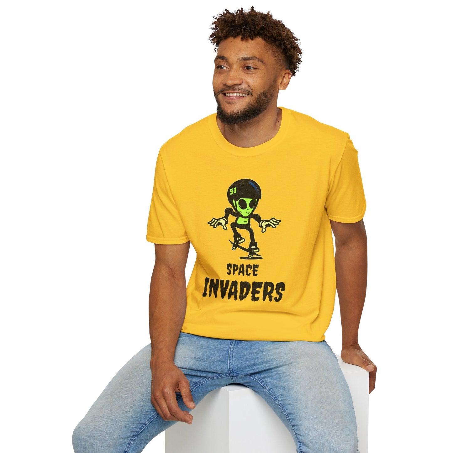 Alien Skateboard Space Invaders Shirt