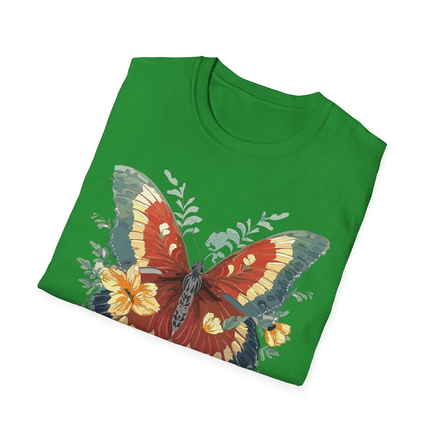 Butterfly T Shirt Unisex Gildan Softstyle 64000 Comfort Monarch Design 100 Percent Cotton
