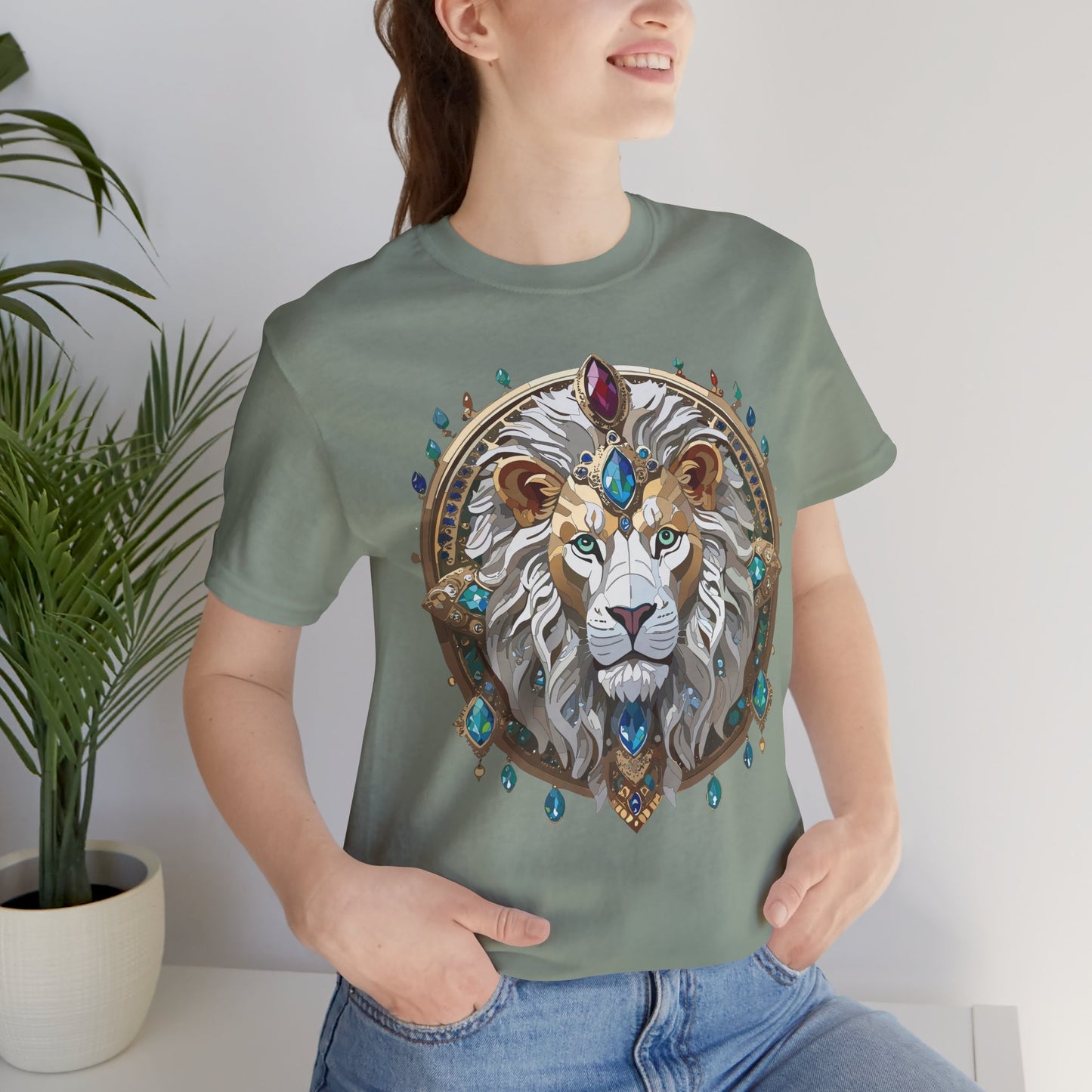 Unisex Lion Graphic Tee, Animal Shirt, Tee Shirt with Lion, Medallion T-Shirt, Animal Medallion Tees