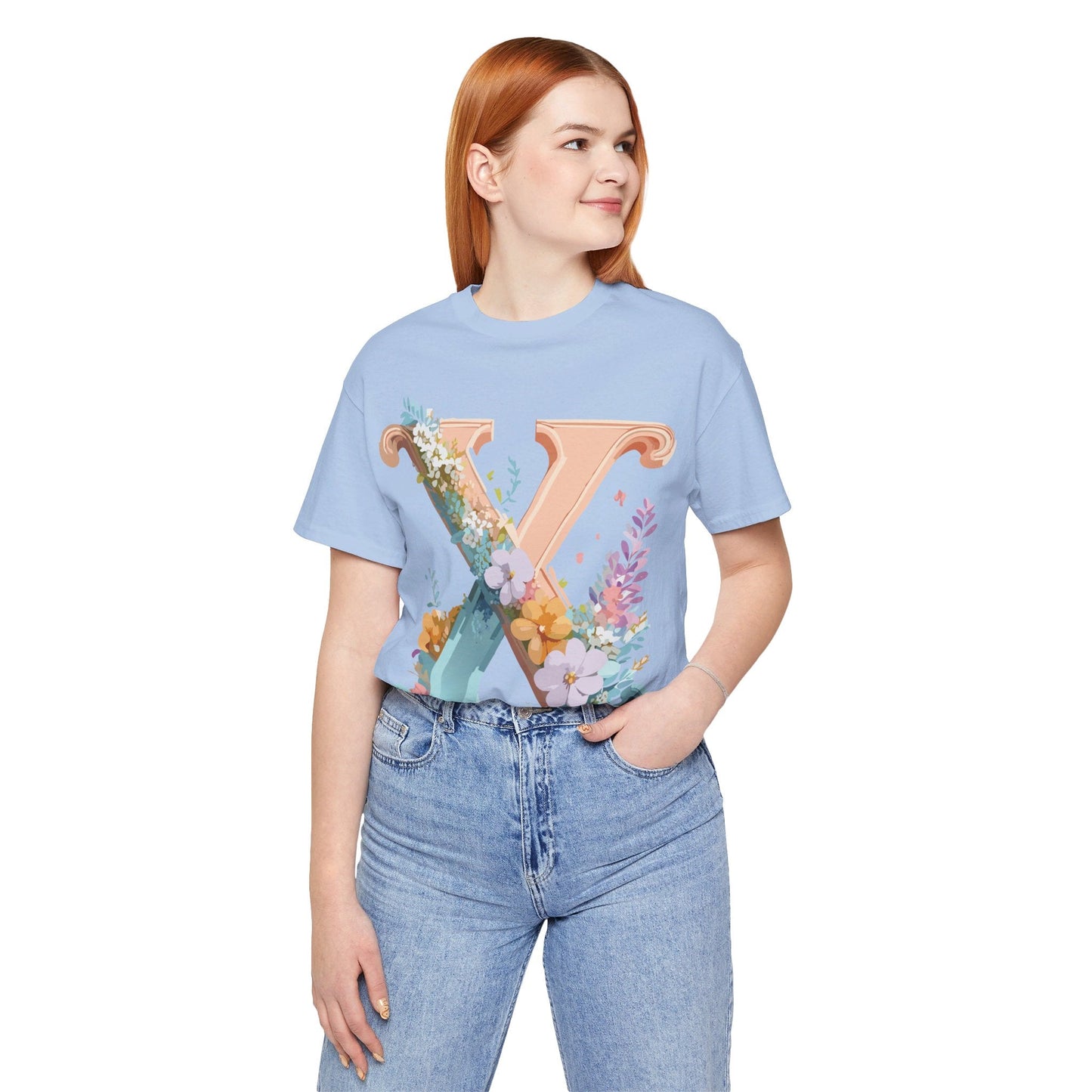 Letter X Shirt Unisex Jersey Graphic Tee By Adelpha With Vintage Inspired Artwork Short Sleeve