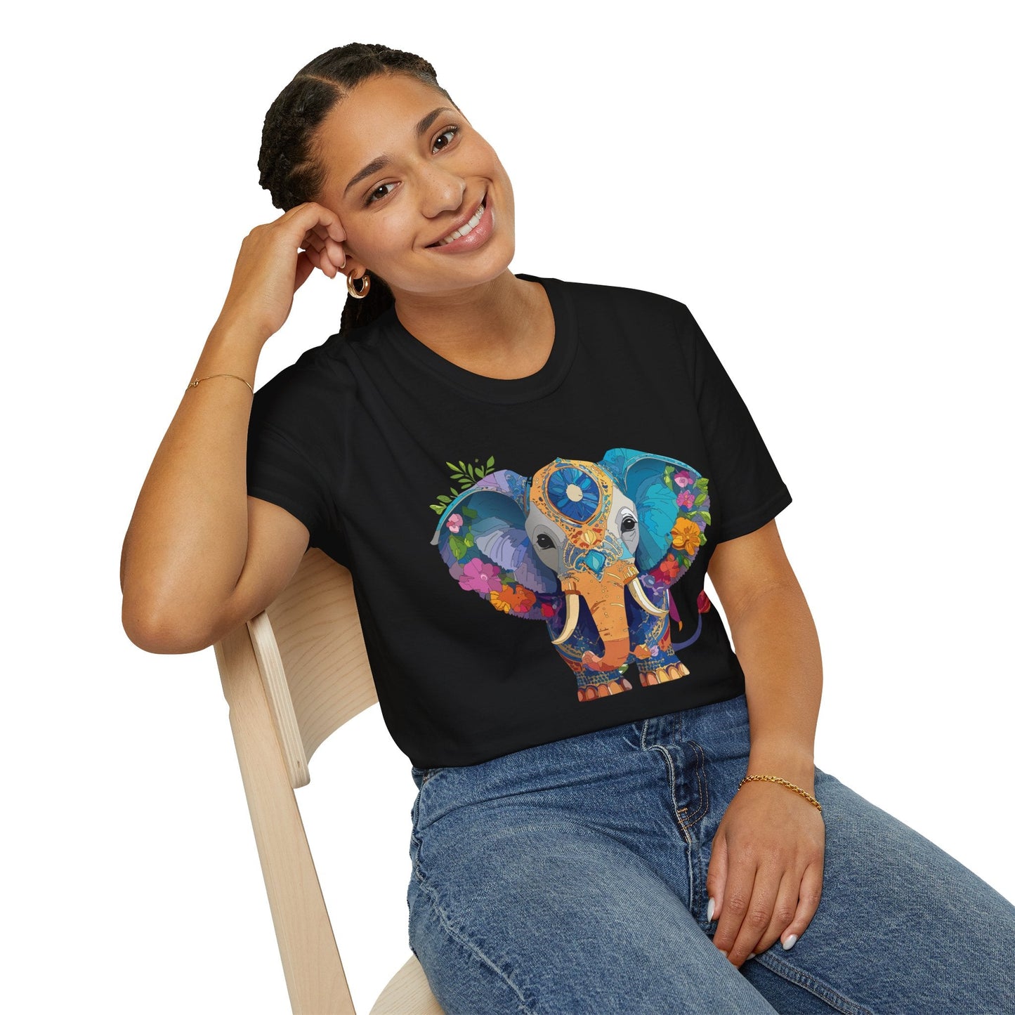 Elephant Graphic Shirt For Adults Unisex Softstyle Tee 100 Percent Cotton Gildan 64000