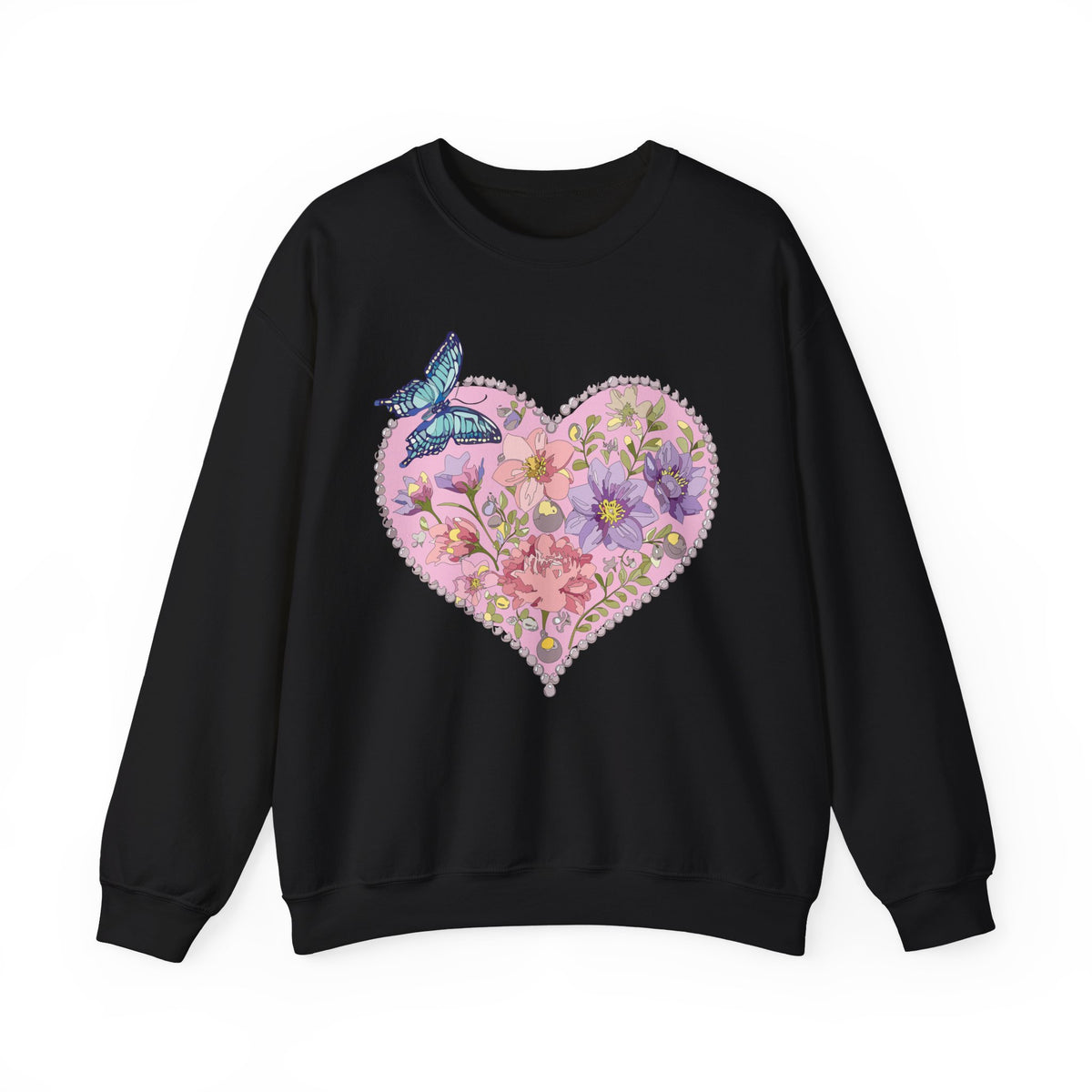 Floral Heart Love Graphic Valentine's Day Sweatshirt Unisex 50/50 Cotton-Poly Sweatshirt w38