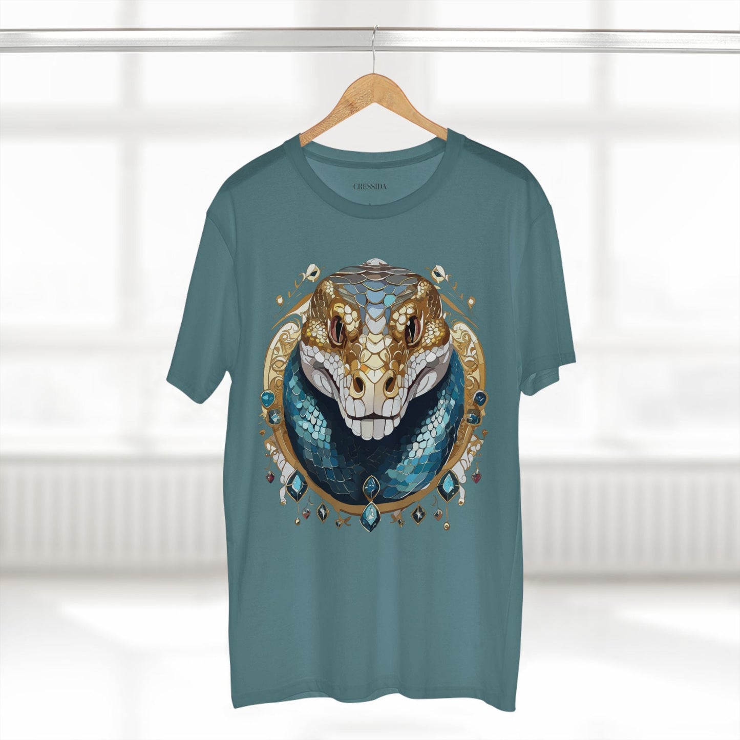 Snake Graphic Unisex 100 Cotton Tee With Unique Animal Golden Medallion Art Design 43